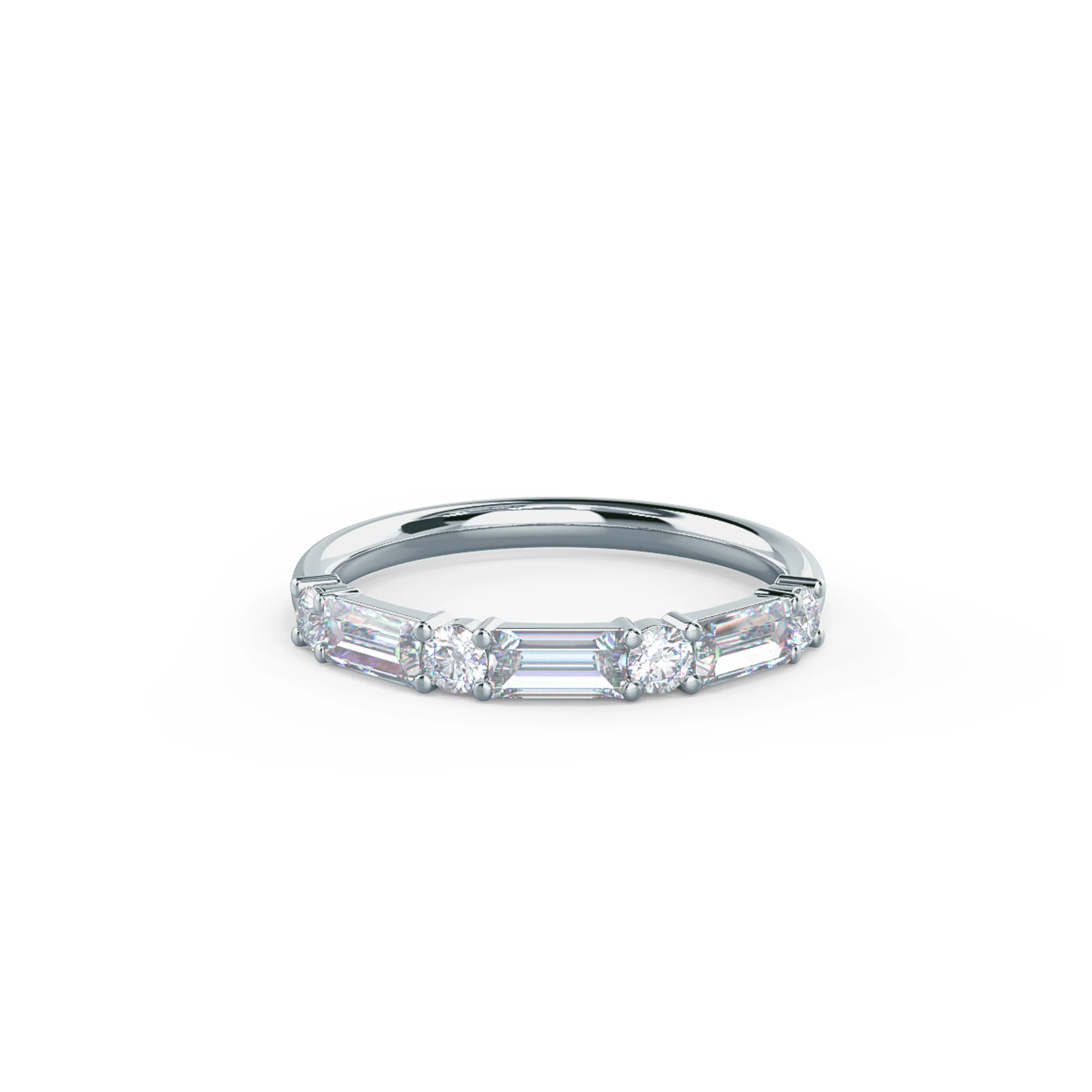 18 Karat White Gold Baguette and Round Seven Stone featuring 0.8 Carat Lab Diamonds (Main View)