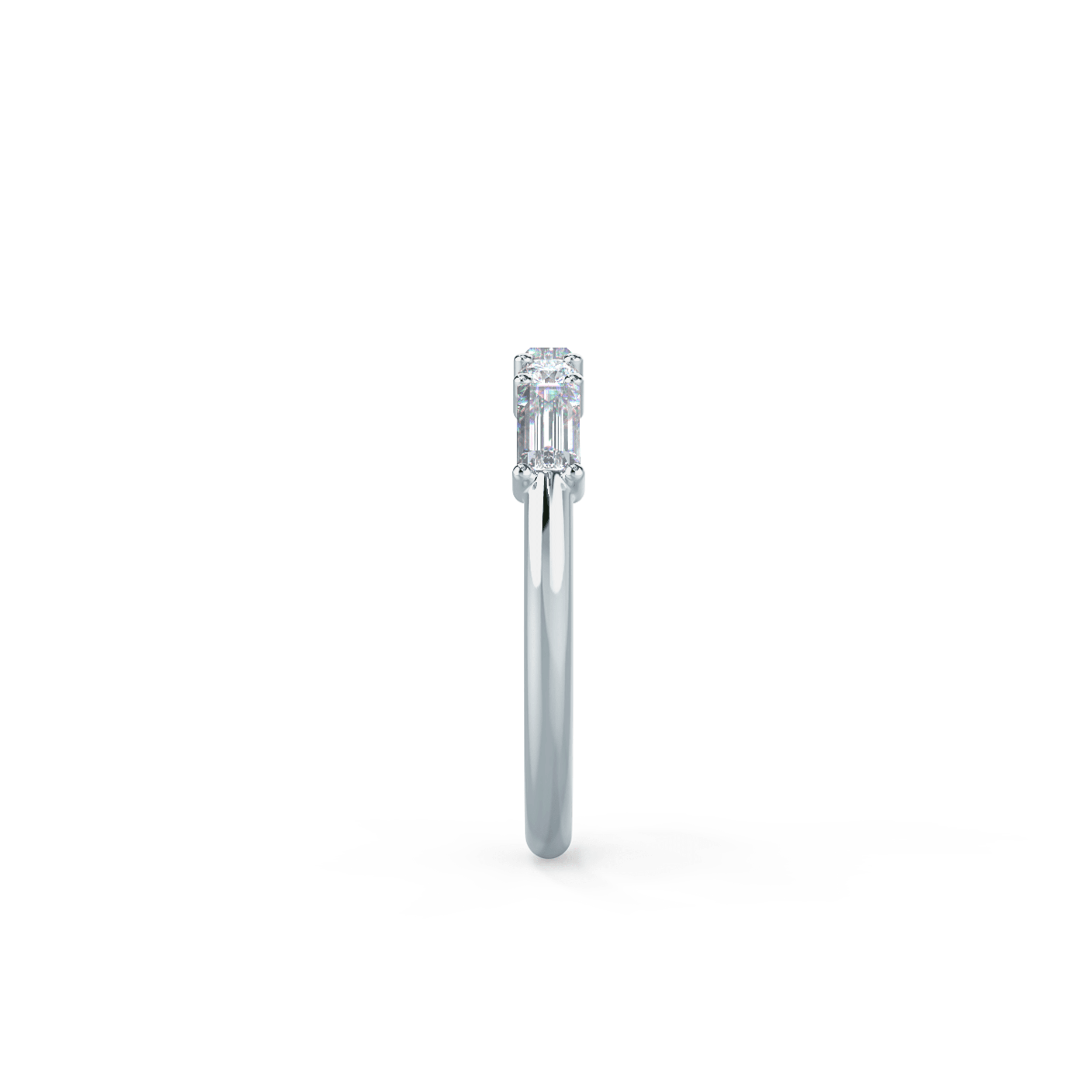 Hand Selected 0.7 ct Diamonds Baguette and Round Five Stone in 18k White Gold (Side View)
