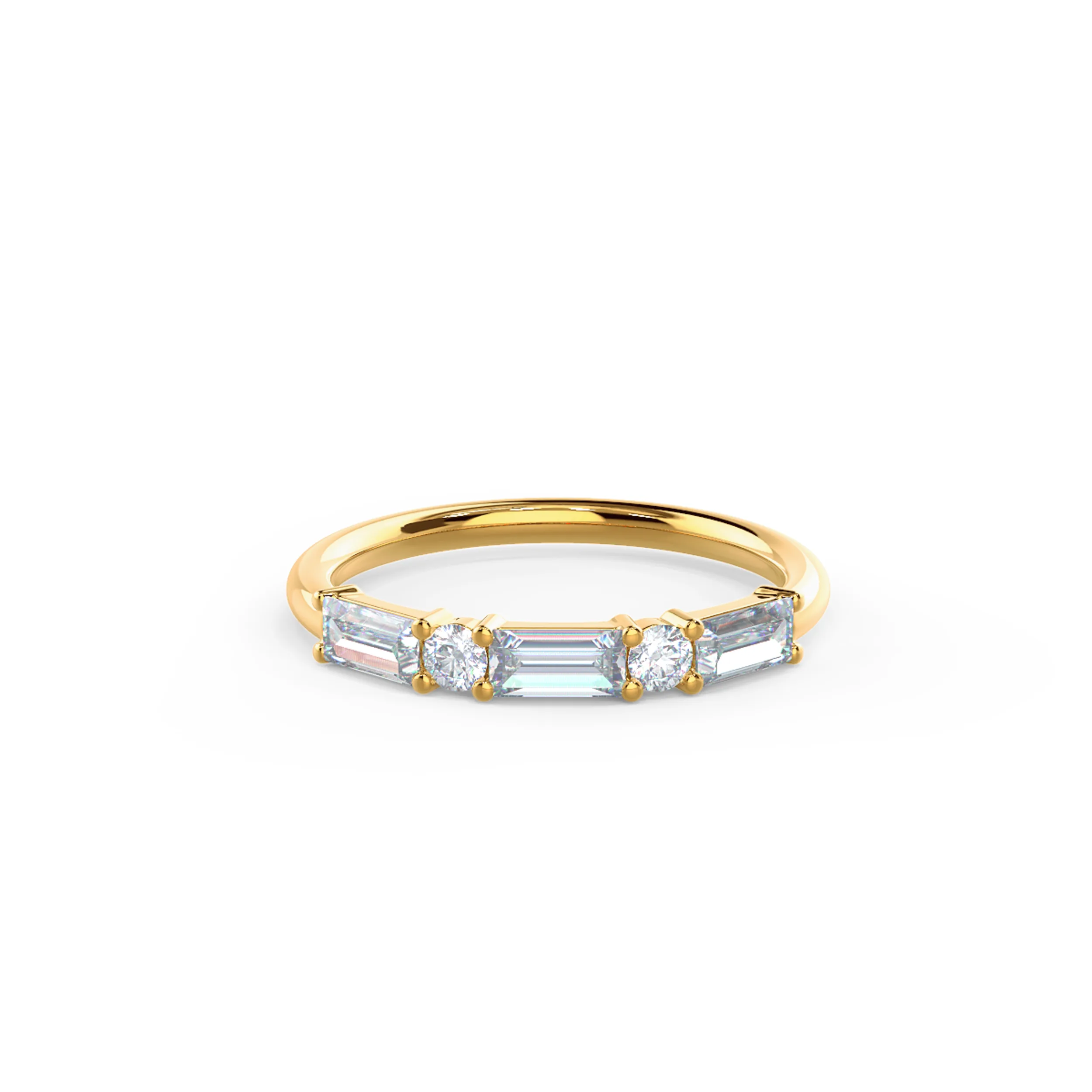 0.7 Carat Diamonds Baguette and Round Five Stone in 18k Yellow Gold (Main View)