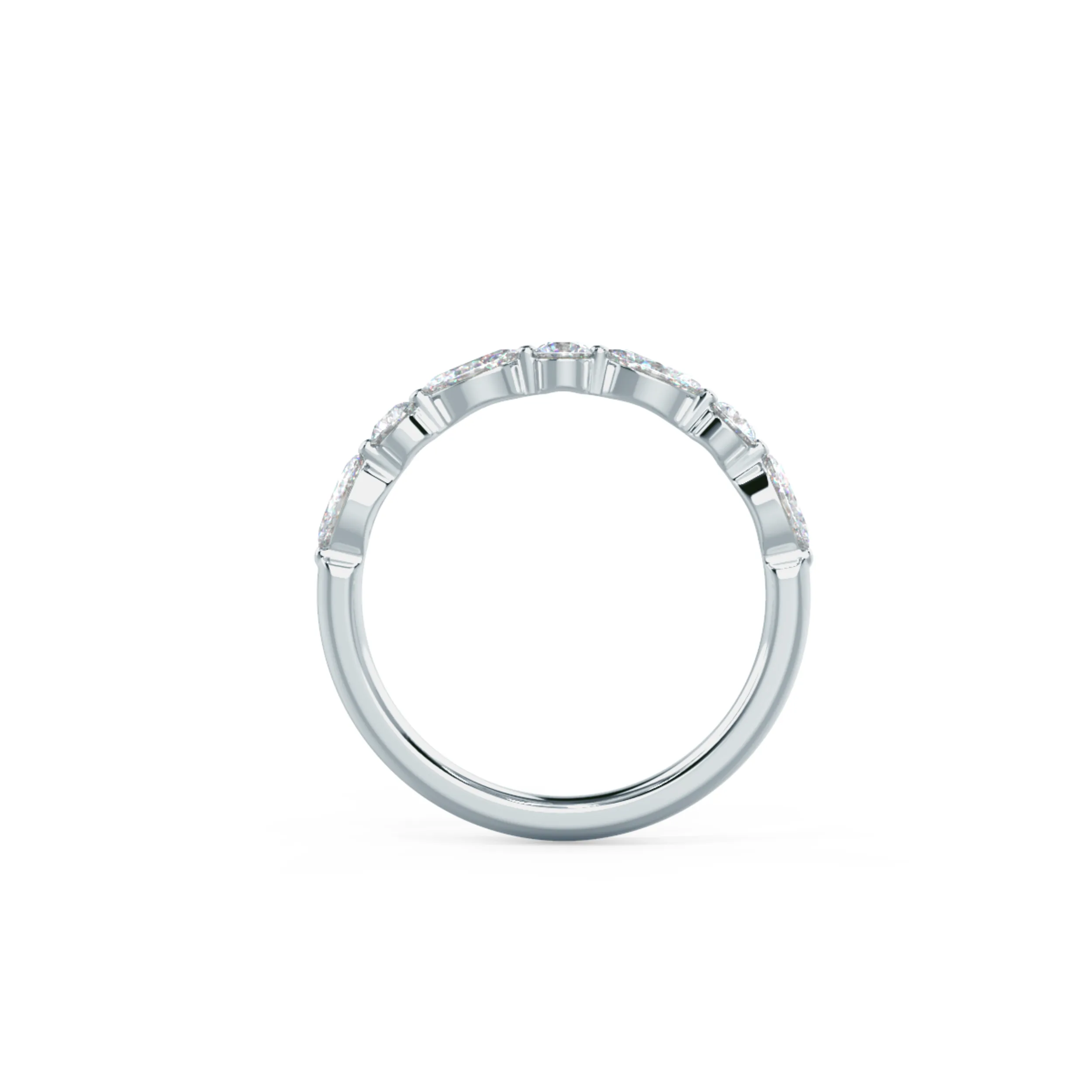 0.55 Carat Lab Diamonds set in 18k White Gold Marquise and Round East-West Seven Stone (Profile View)