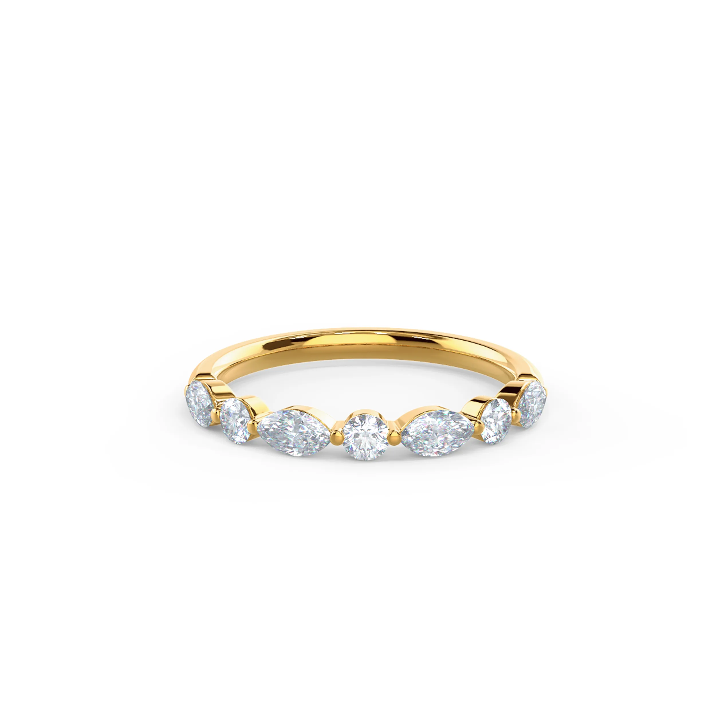 Exceptional Quality 0.55 Carat Lab Grown Diamonds Marquise and Round East-West Seven Stone in 14k Yellow Gold (Main View)