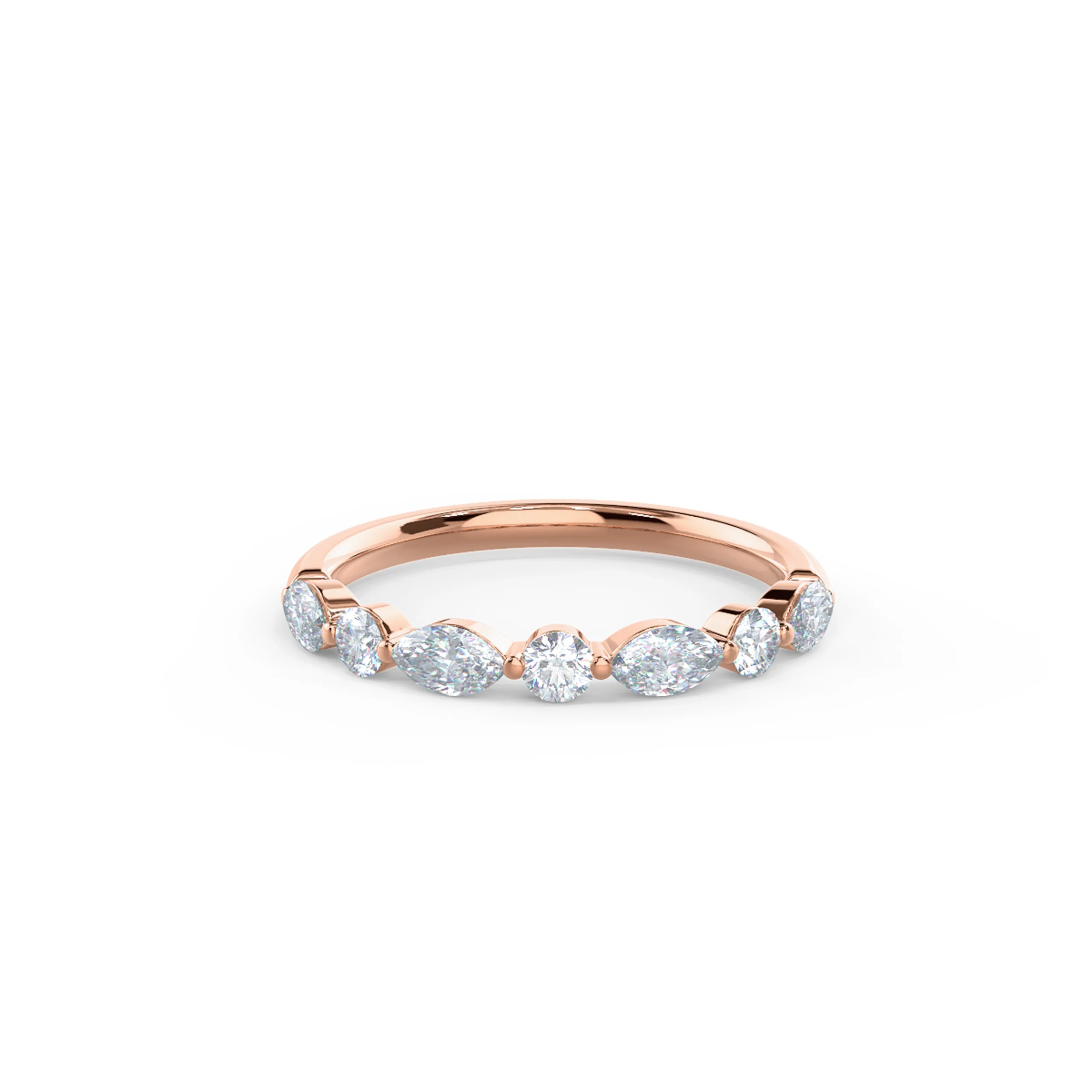 Hand Selected 0.55 Carat Diamonds Marquise and Round East-West Seven Stone in 14k Rose Gold (Main View)