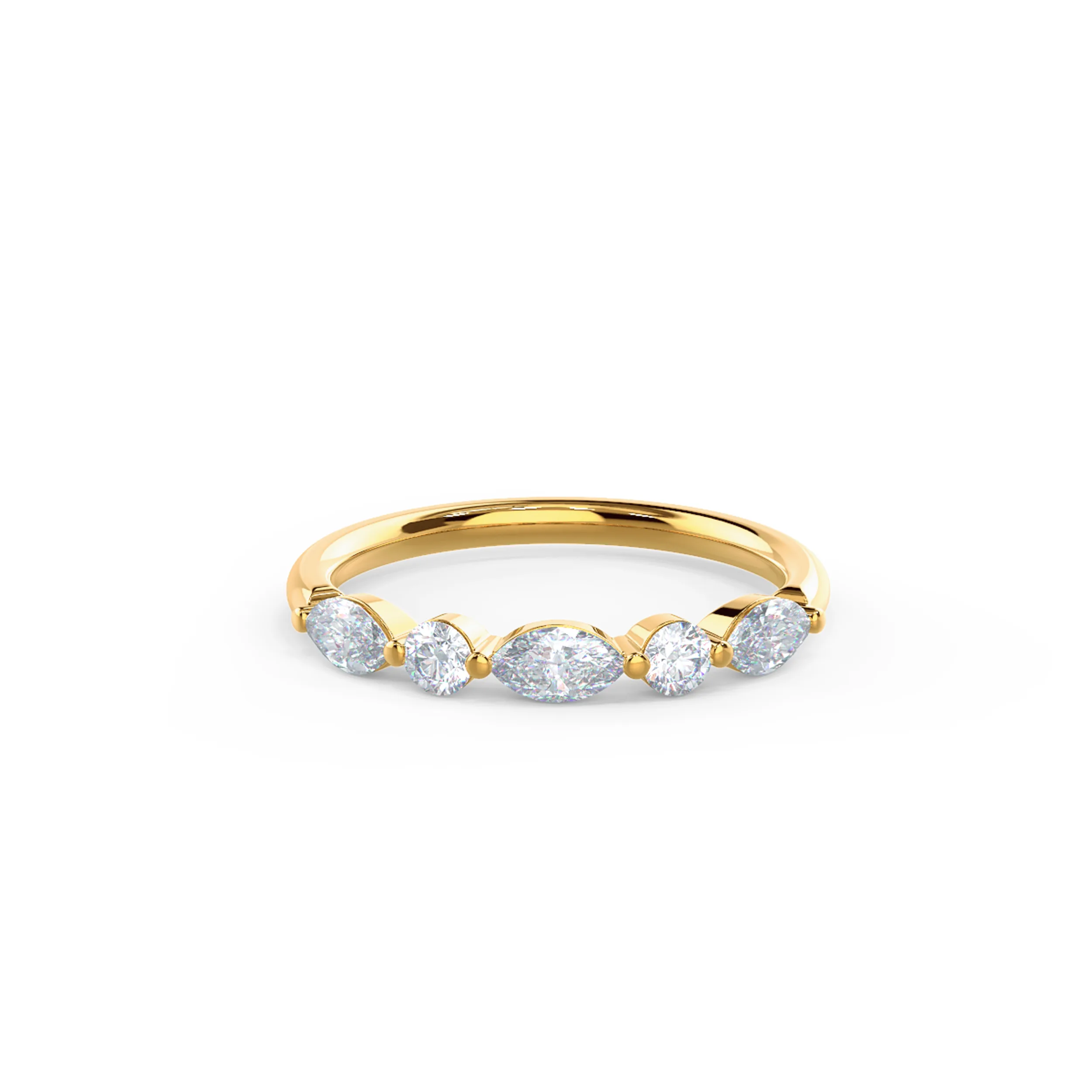 0.6 Carat Lab Created Diamonds set in 18k Yellow Gold Marquise and Round East-West Five Stone (Main View)