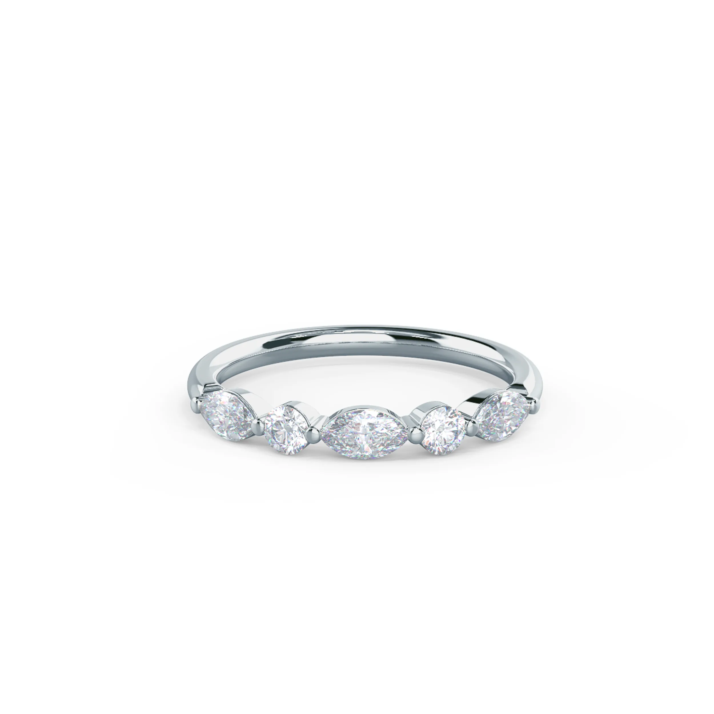 Hand Selected 0.6 Carat Lab Diamonds set in 18k White Gold Marquise and Round East-West Five Stone (Main View)