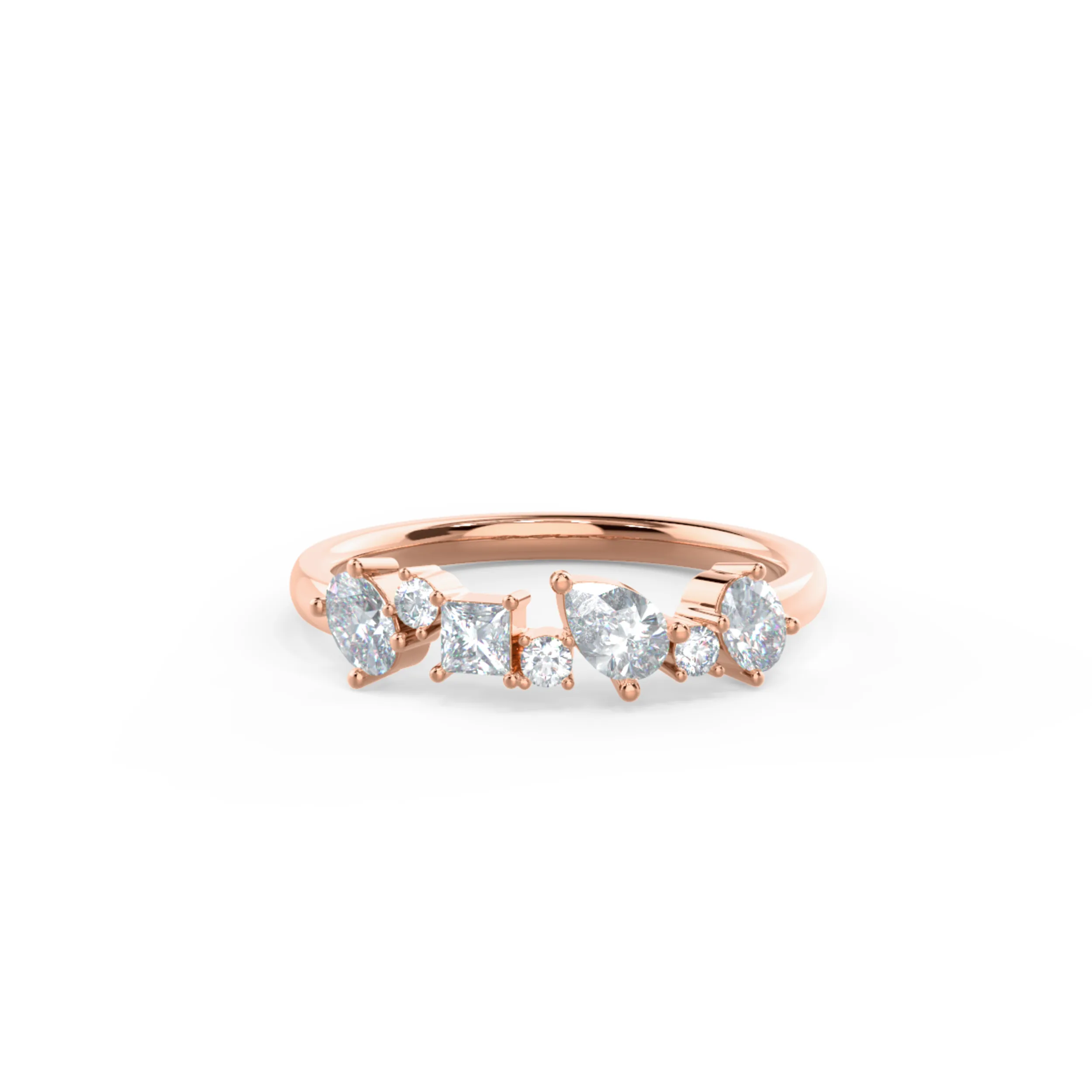 0.7 ct Man Made Diamonds set in 14k Rose Gold Kelsey Seven Stone (Main View)