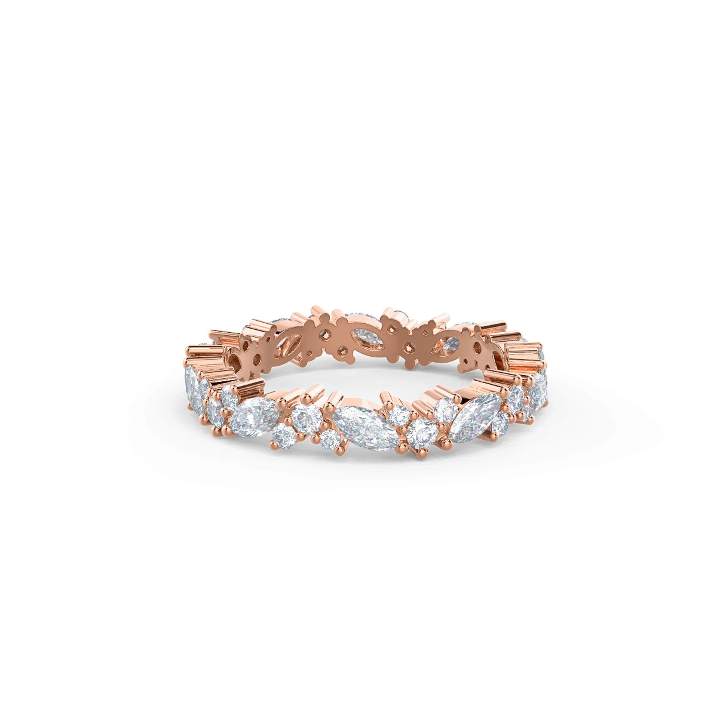Exceptional Quality 1.35 ct Diamonds set in 14k Rose Gold Jessica Eternity Band (Main View)