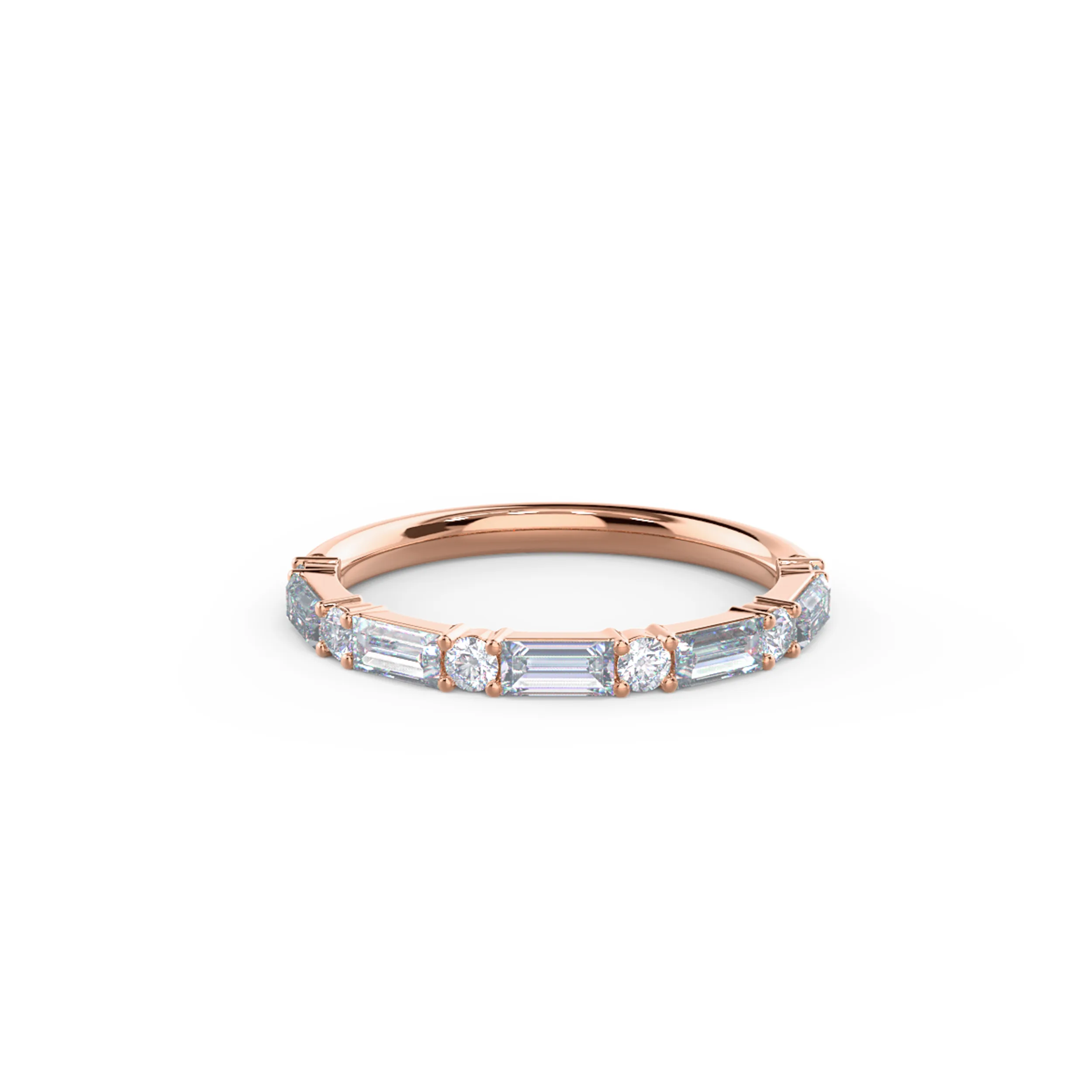 0.65 Carat Lab Diamonds Baguette and Round Half Band in 14k Rose Gold (Main View)