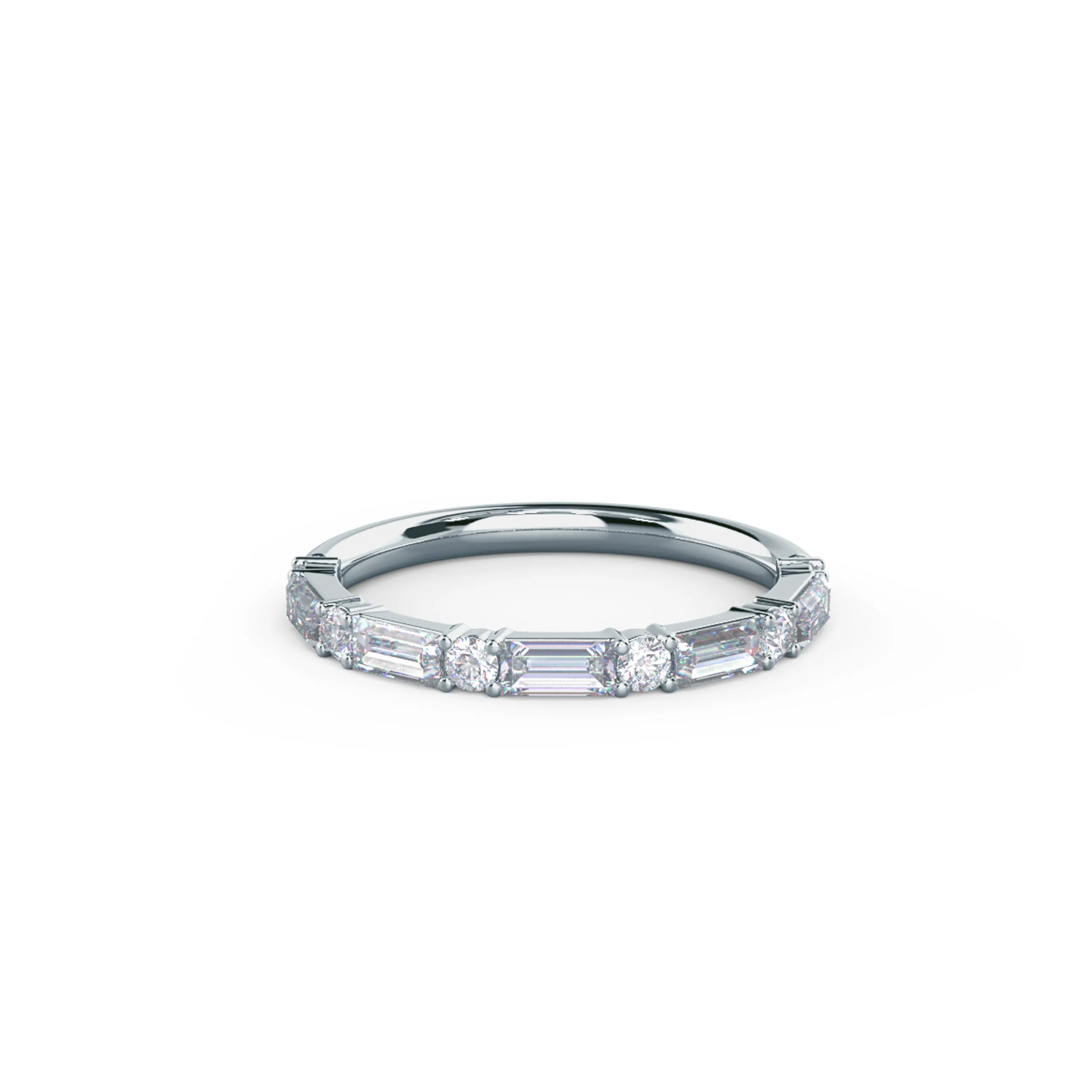 0.65 Carat Diamonds Baguette and Round Half Band in 18kt White Gold (Main View)