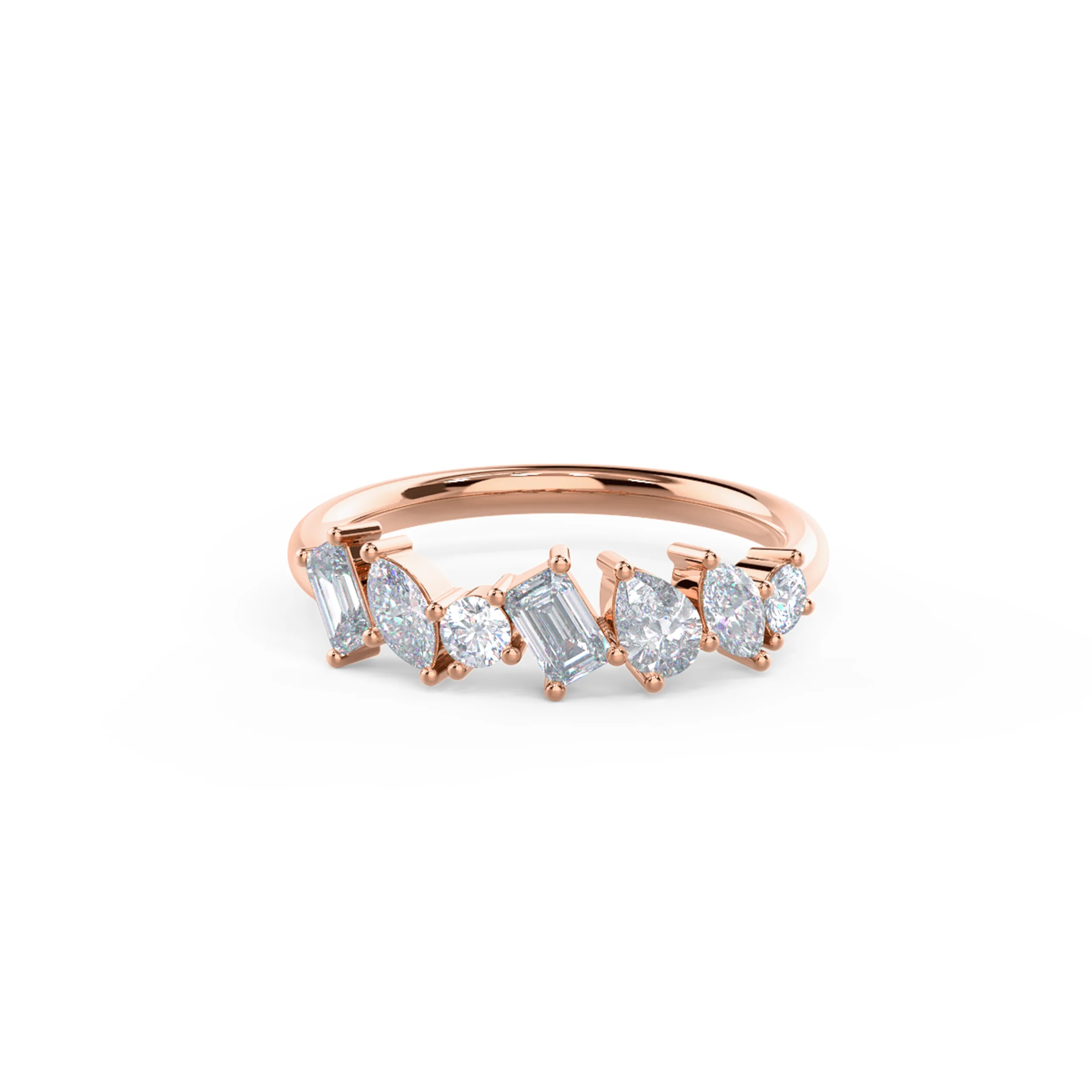 High Quality 1.0 ctw Synthetic Diamonds set in 14 Karat Rose Gold Fiona Seven Stone (Main View)