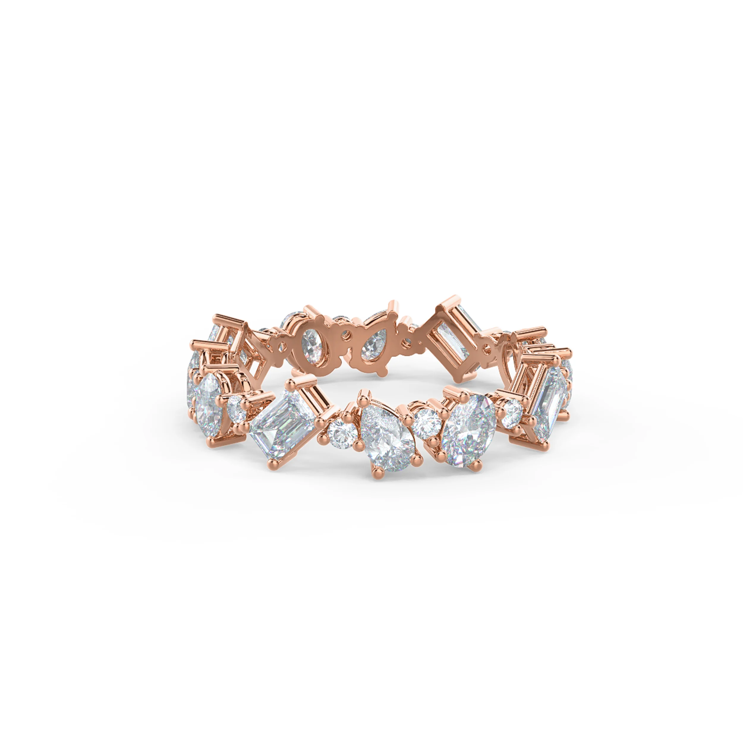 Hand Selected 2.0 Carat Synthetic Diamonds set in 14k Rose Gold Cassie Eternity Band (Main View)