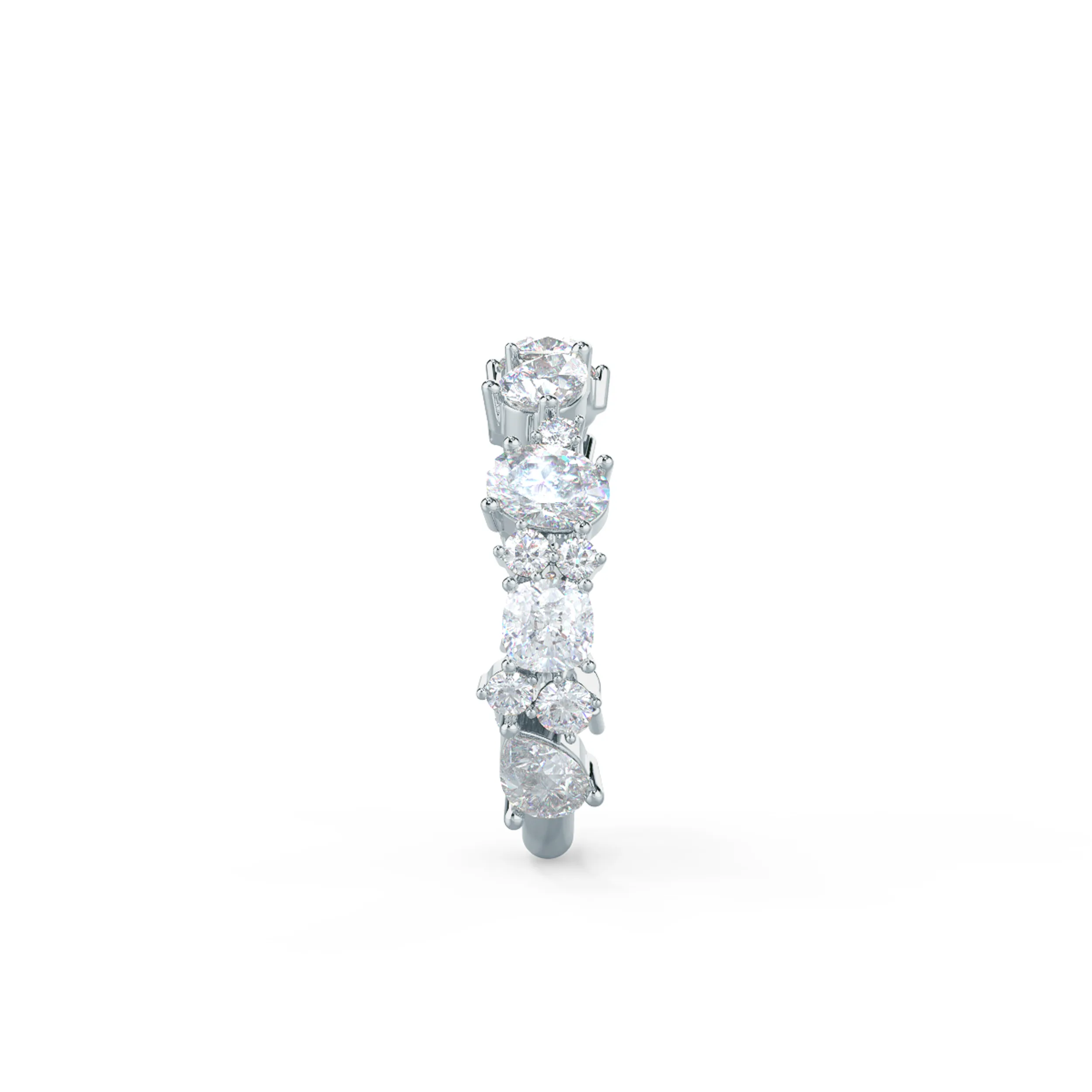 High Quality 2.5 Carat Lab Diamonds Mary Three Quarter Band in 18k White Gold (Side View)
