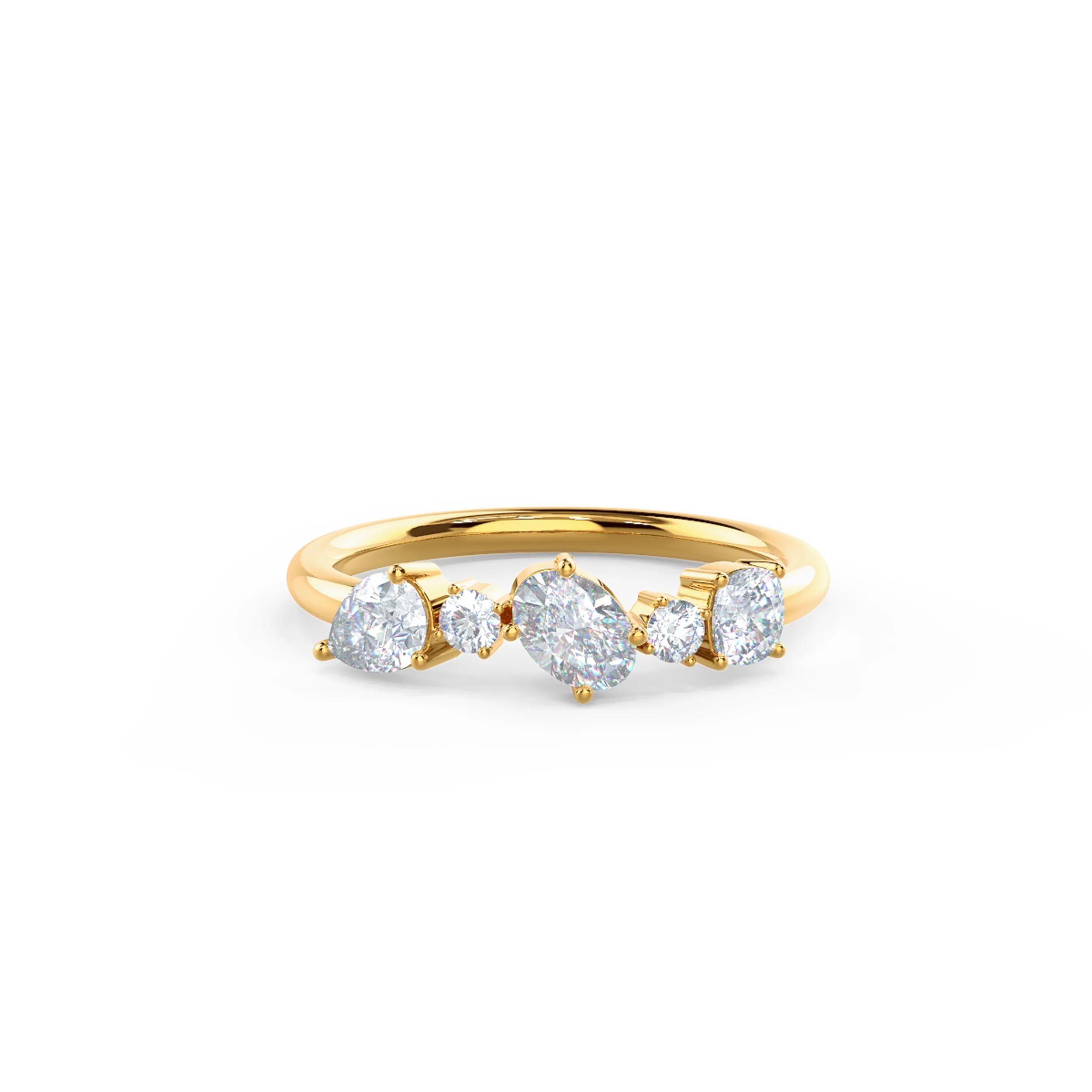 18k Yellow Gold Mary Five Stone featuring 0.8 Carat Lab Grown Diamonds (Main View)