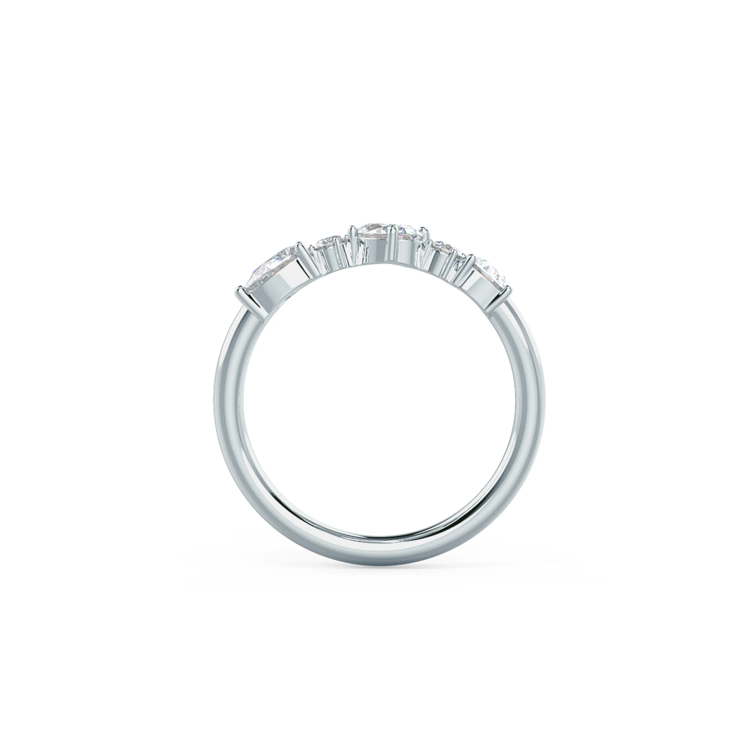 White Gold Mary Five Stone featuring 0.8 Carat Lab Diamonds (Profile View)