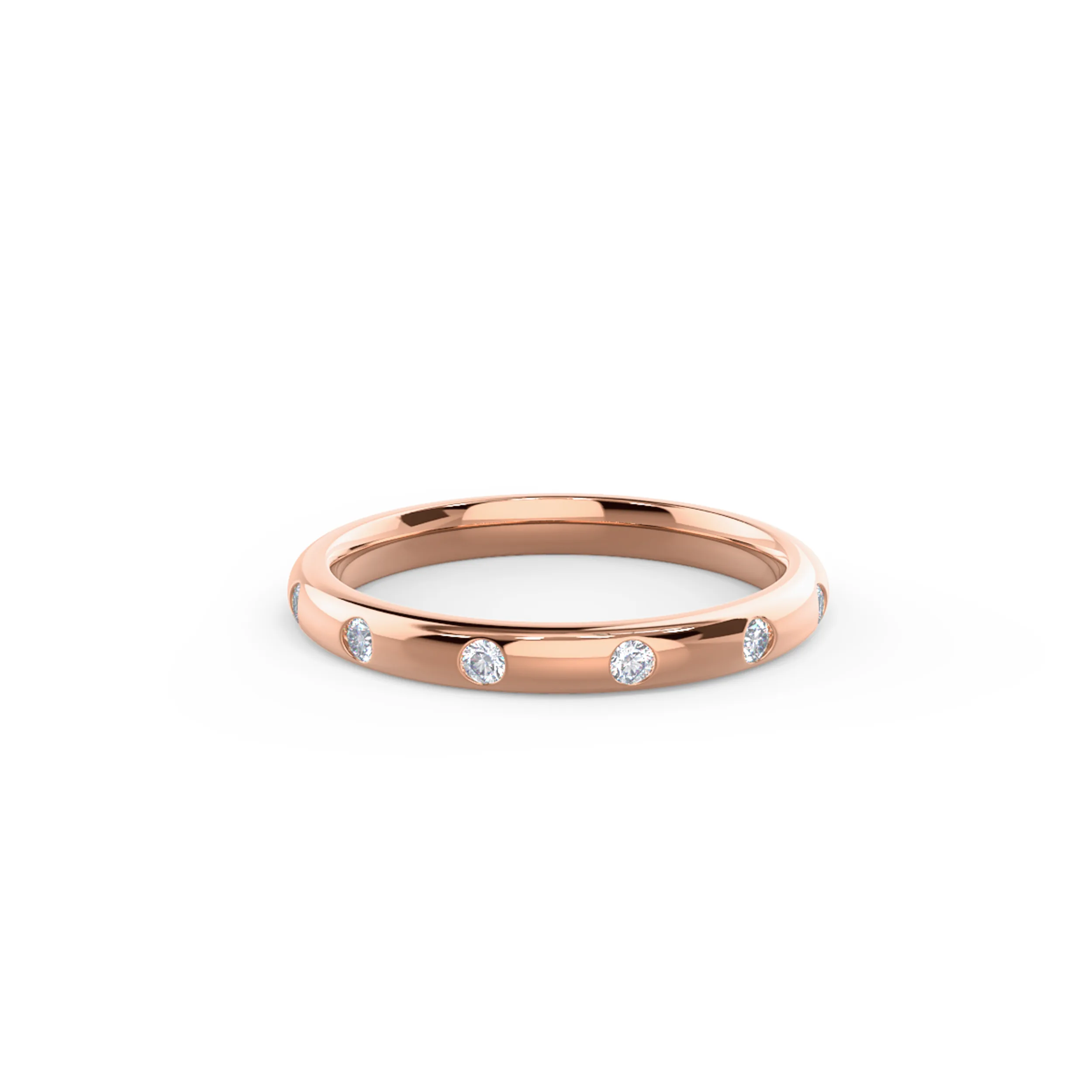 14k Rose Gold Rounded Flush Set Half Band featuring Hand Selected 0.15 ctw Lab Diamonds (Main View)