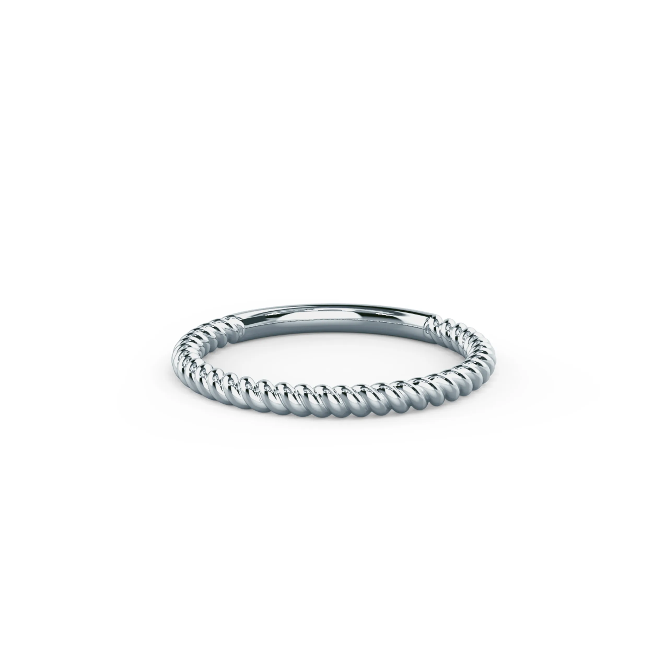 Hand Selected Plain Metal Diamonds Rope Three Quarter Band in 18k White Gold (Main View)