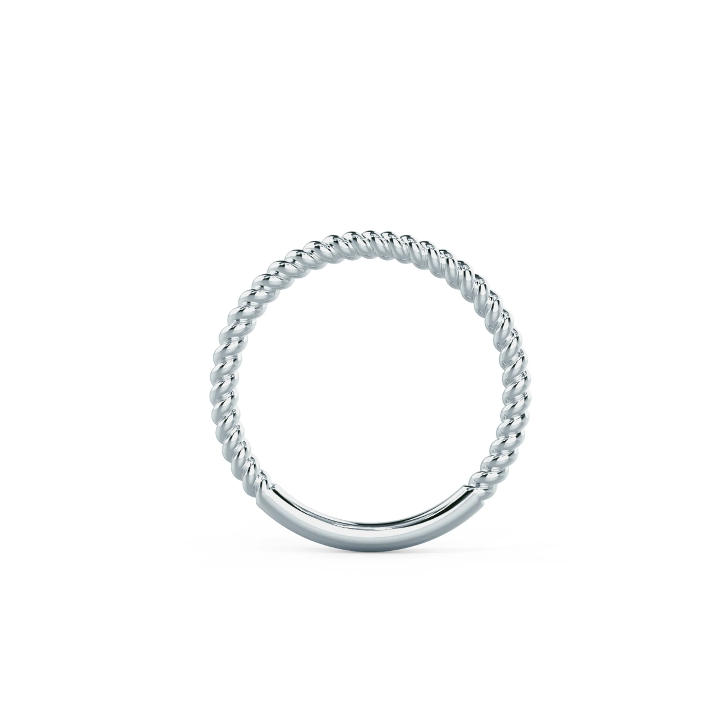 18k White Gold Rope Three Quarter Band featuring Plain Metal Lab Created Diamonds (Profile View)