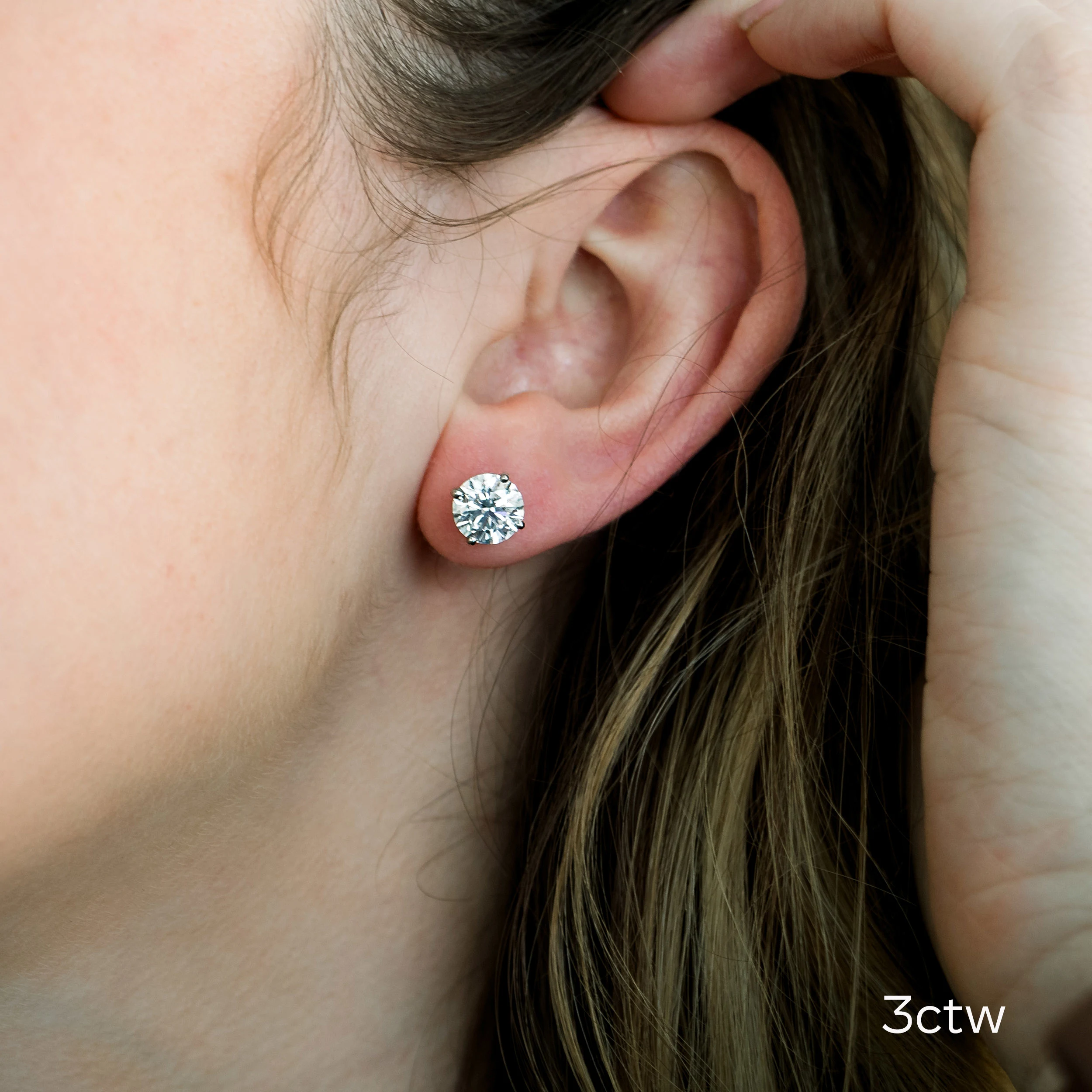 Hand Selected 3 ctw Diamonds set in Round Brilliant Lab Diamond Stud Earrings Platinum (Main View)
