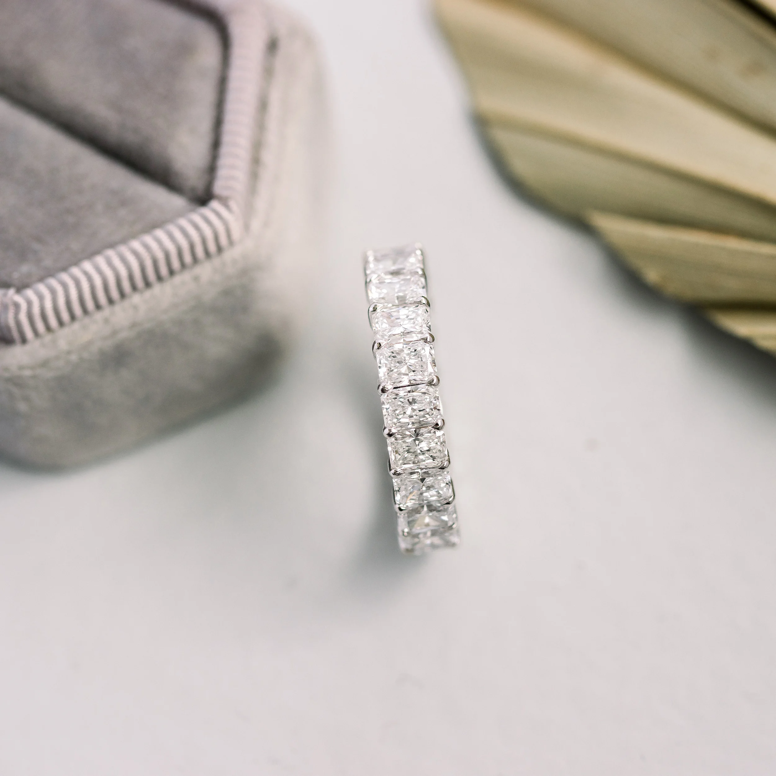 Exceptional Quality 4.4 Carat Diamonds set in Platinum Radiant Eternity Band (Main View)
