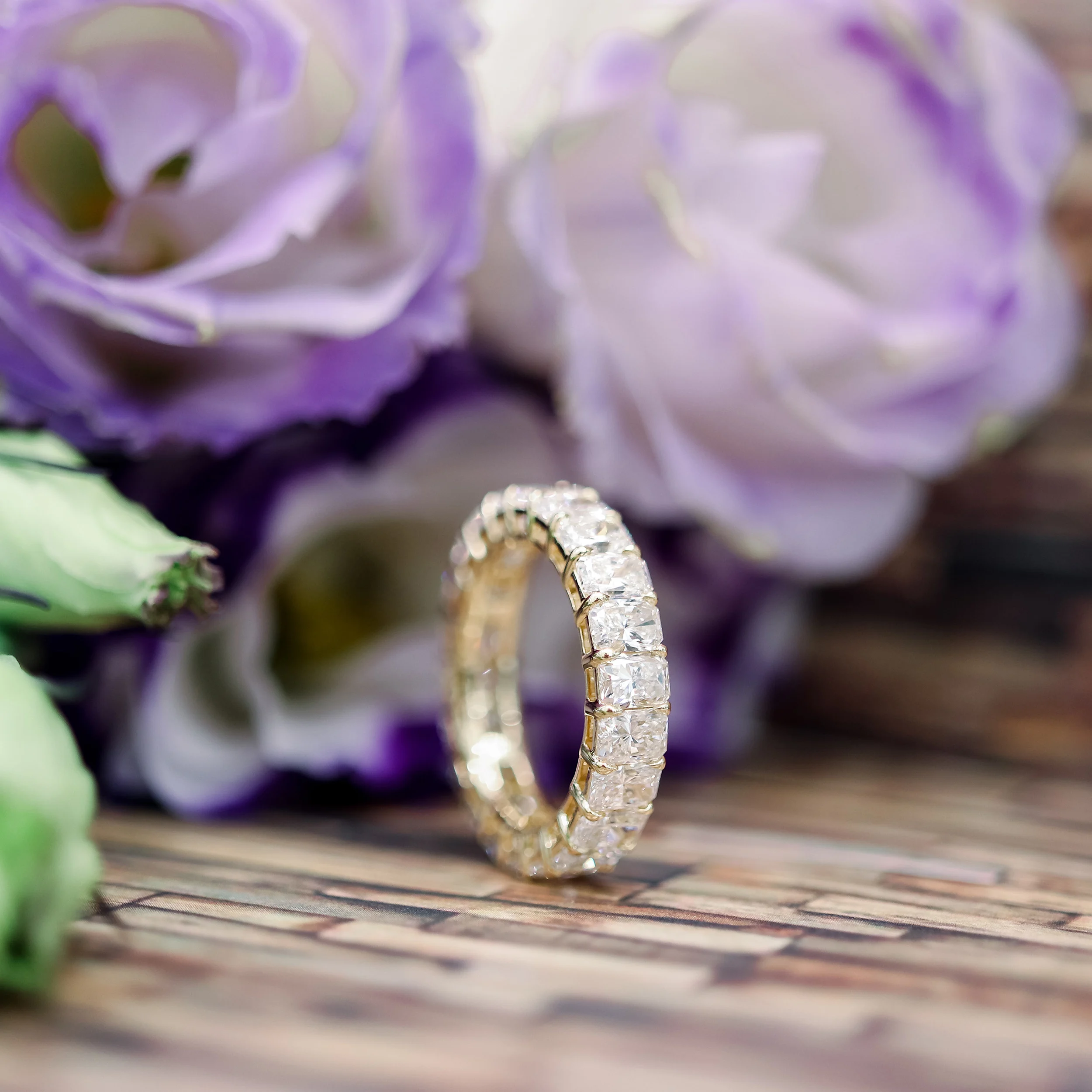 18k Yellow Gold Radiant Eternity Band featuring Hand Selected 4.4 ct Diamonds (Main View)