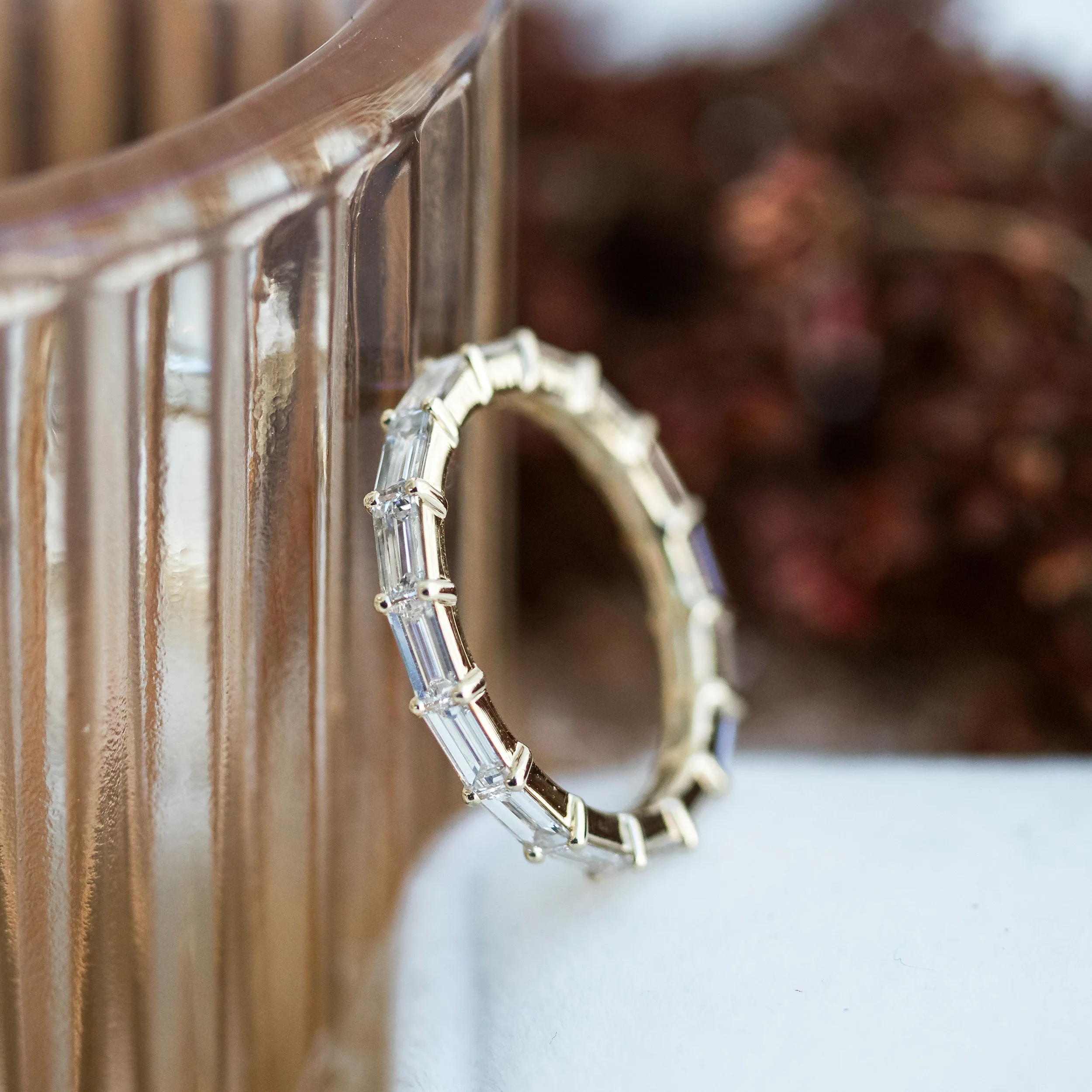 1.5 Carat Lab Created Diamonds set in 14k Yellow Gold Baguette East-West Eternity Band (Side View)