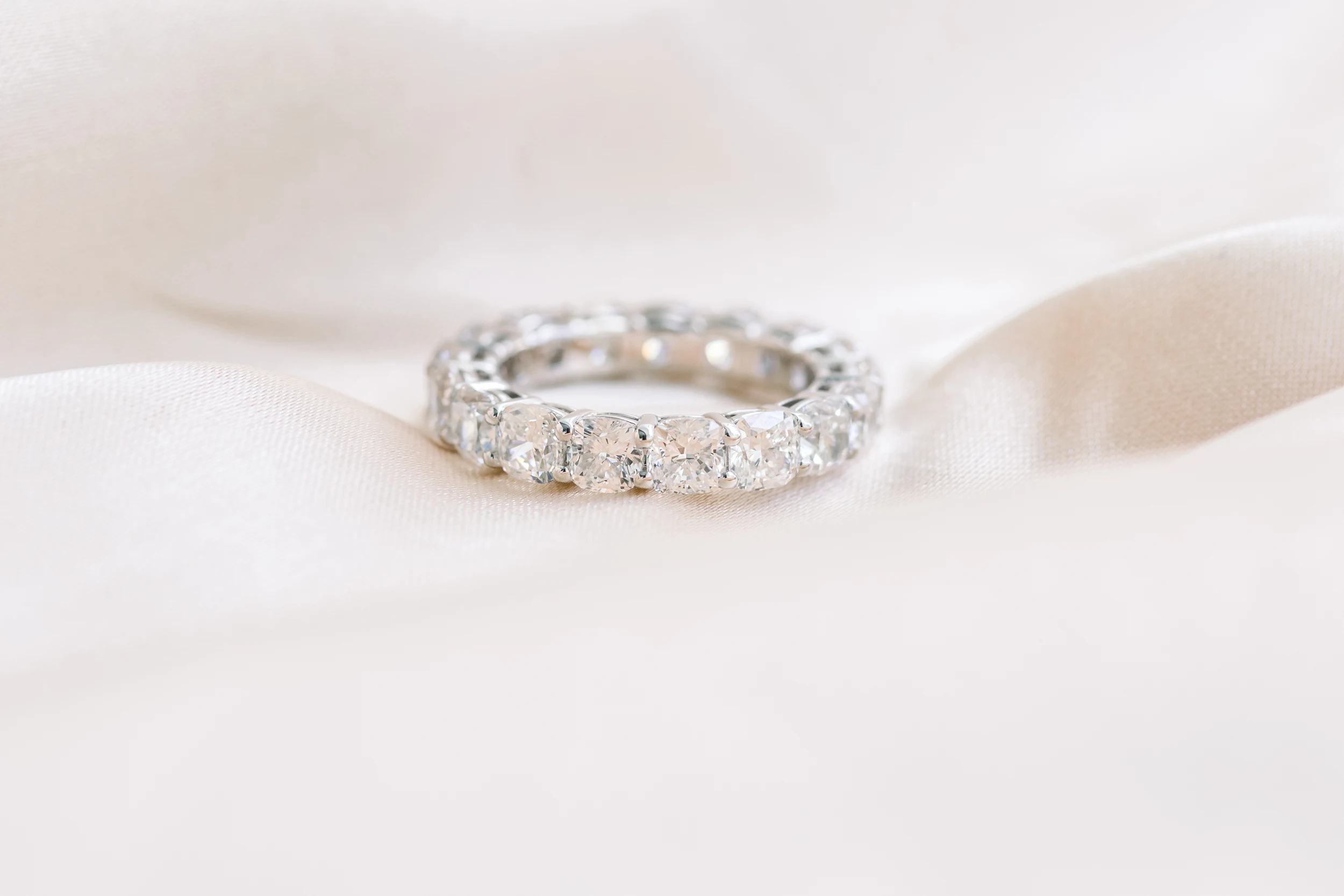 Cushion Eternity Band featuring Hand Selected Diamonds