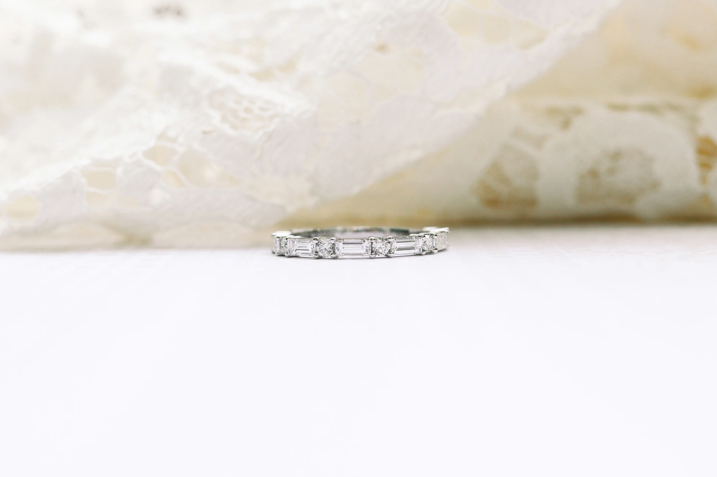 Platinum Baguette and Round Eternity Band in Platinum 1.3ctw featuring Exceptional Quality 1.3 ctw Lab Diamonds (Main View)