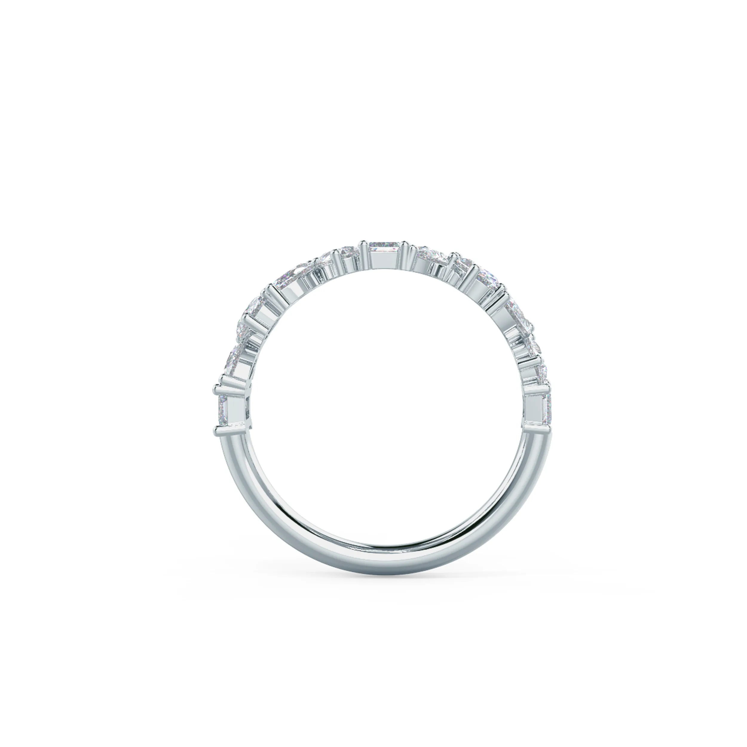Exceptional Quality 1.5 Carat Lab Diamonds Cassidy Half Band in 18k White Gold (Profile View)