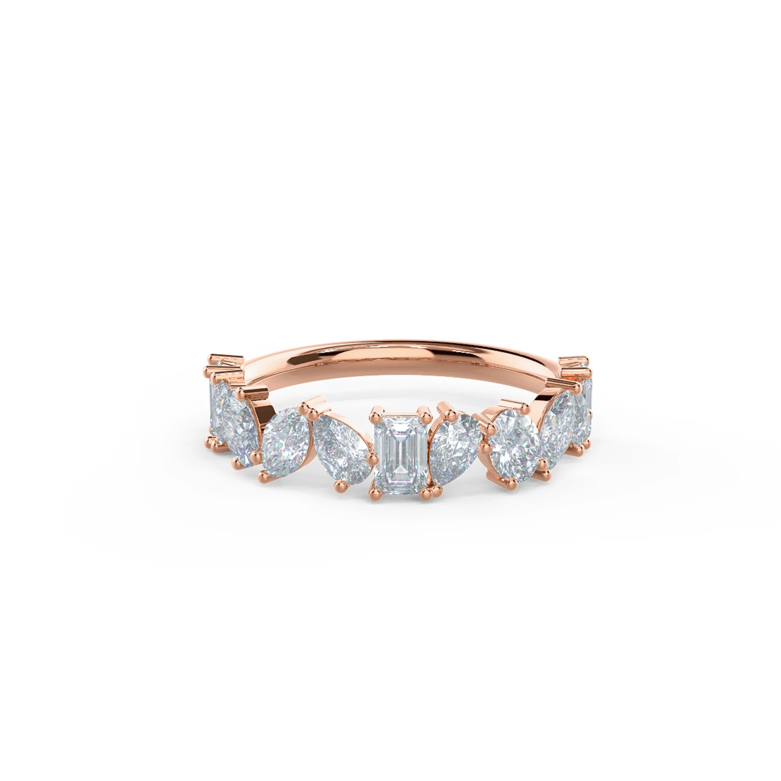 14k Rose Gold 1.5ctw Cassidy Multi-Shape Diamond Cluster Half Band in 14k Rose Gold featuring Hand Selected 1.5 ct Diamonds (Main View)