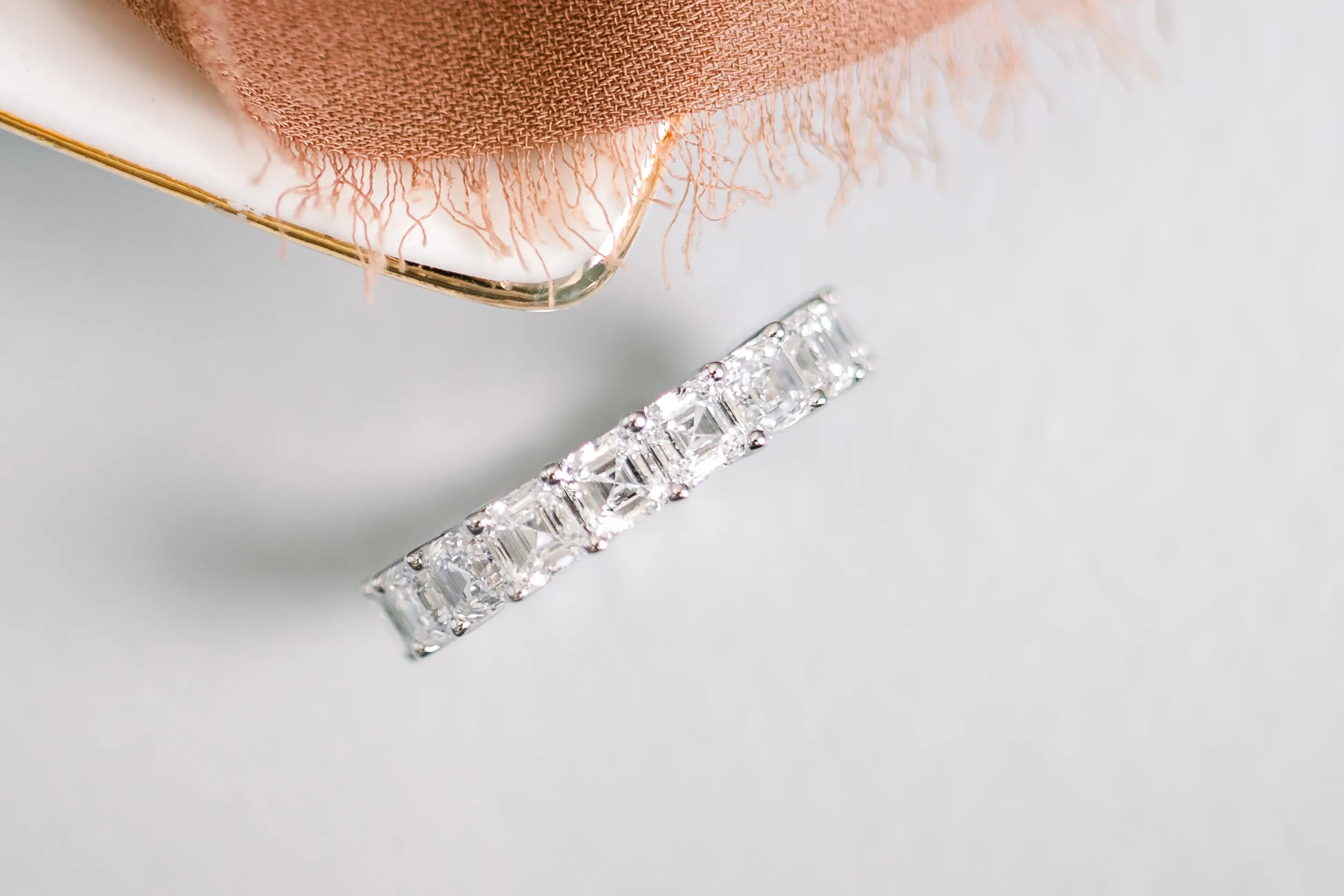 Asscher Eternity Band featuring Lab Diamonds (Profile View)
