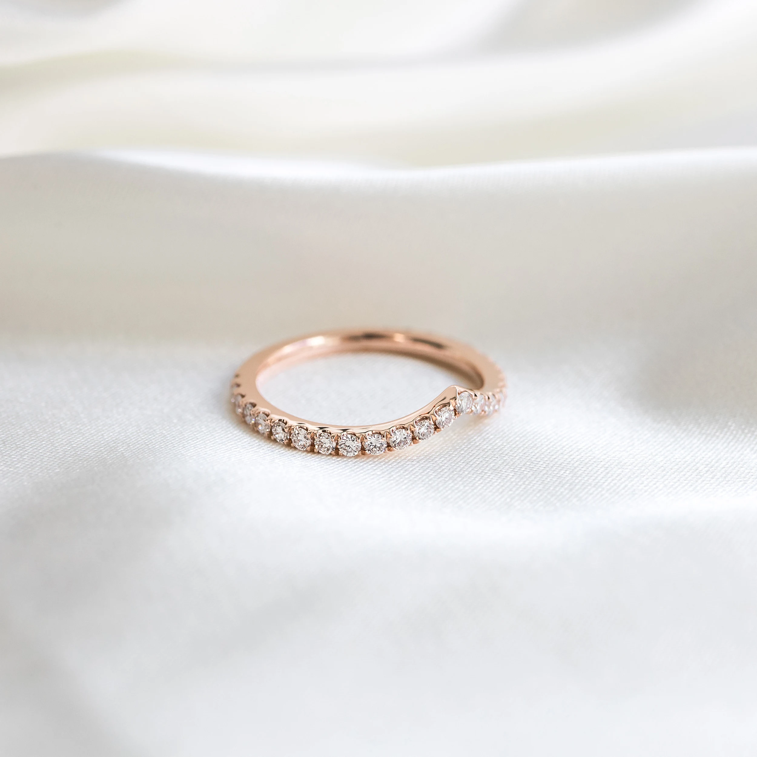 Exceptional Quality 0.6 ct Round Lab Diamonds Pavé Contoured Three Quarter Band in 14k Rose Gold 0.6ctw in Rose Gold (Main View)
