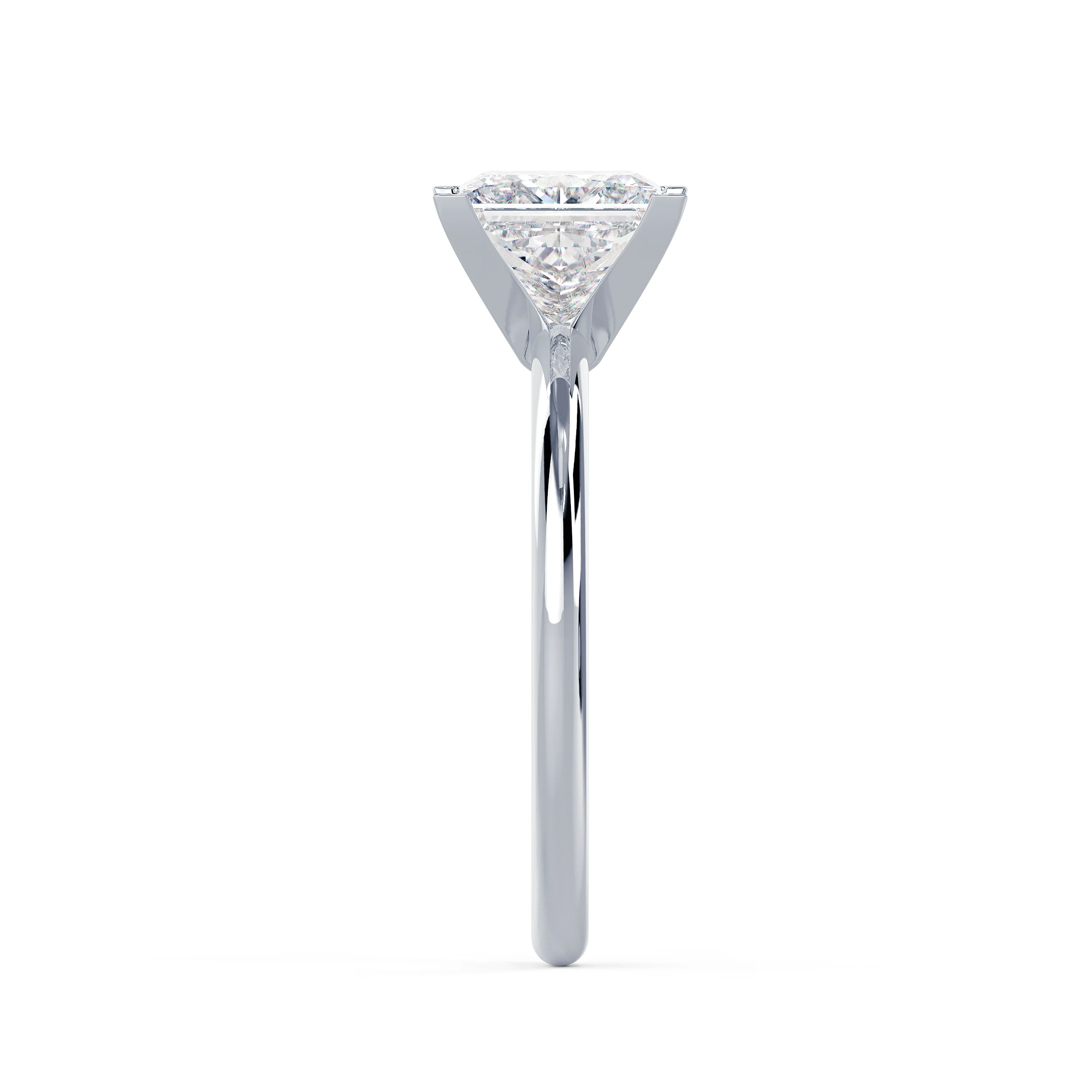 Hand Selected Lab Diamonds Princess Classic Four Prong Solitaire in White Gold (Side View)