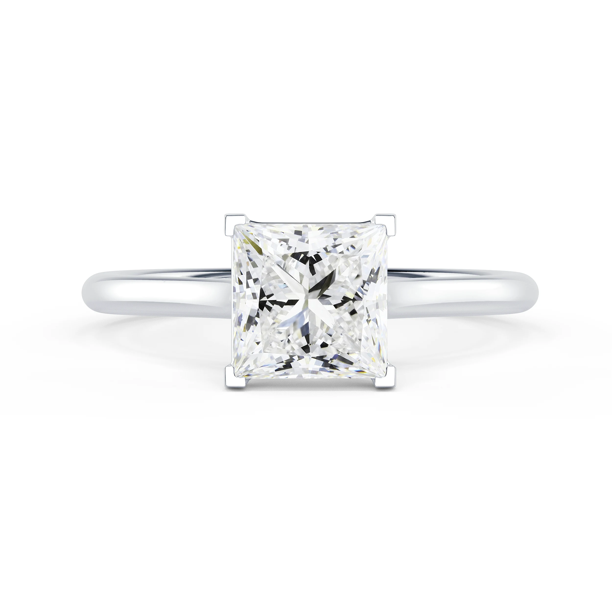 White Gold Princess Trellis Solitaire featuring Lab Created Diamonds (Main View)