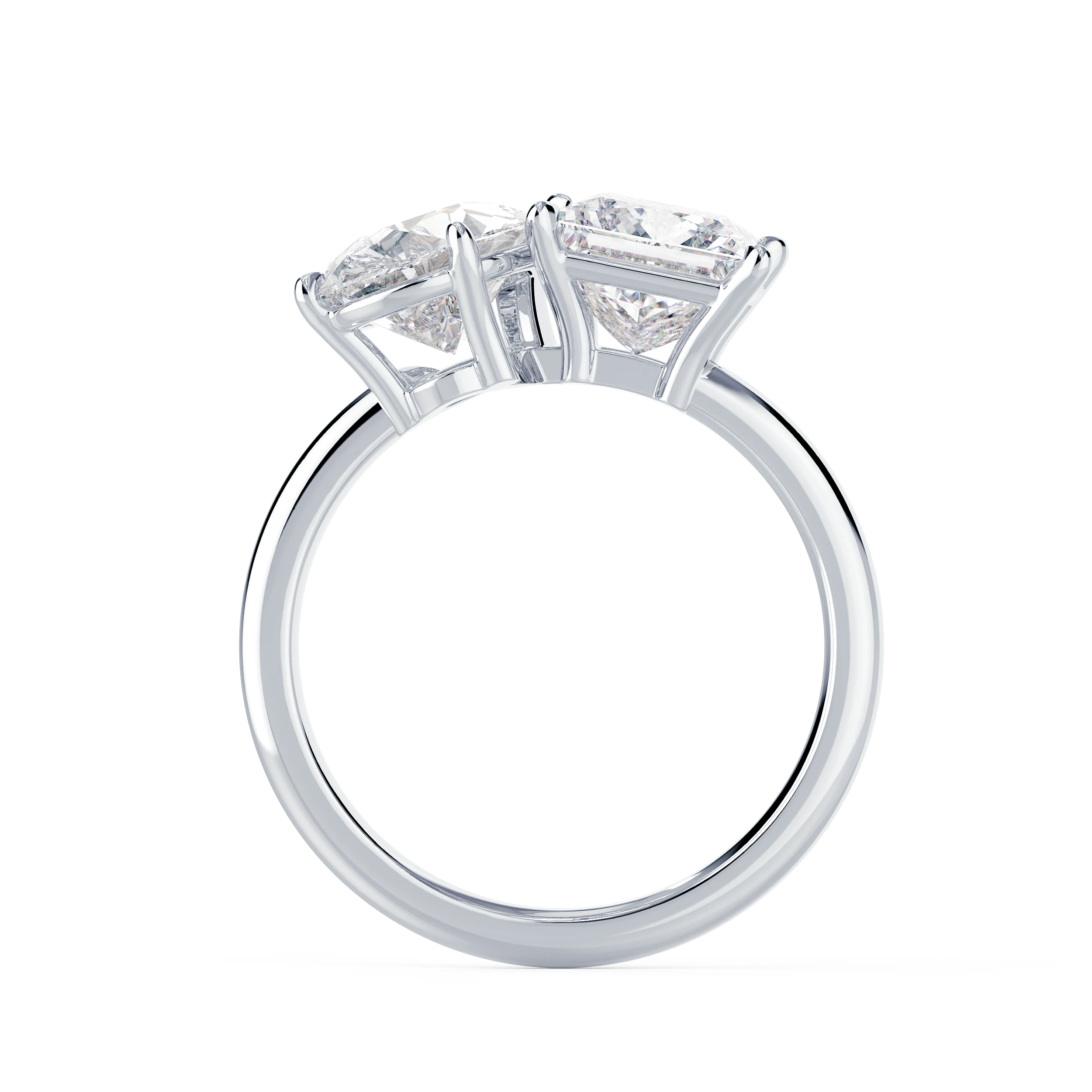 Diamonds Toi et Moi Ring in White Gold (Profile View)