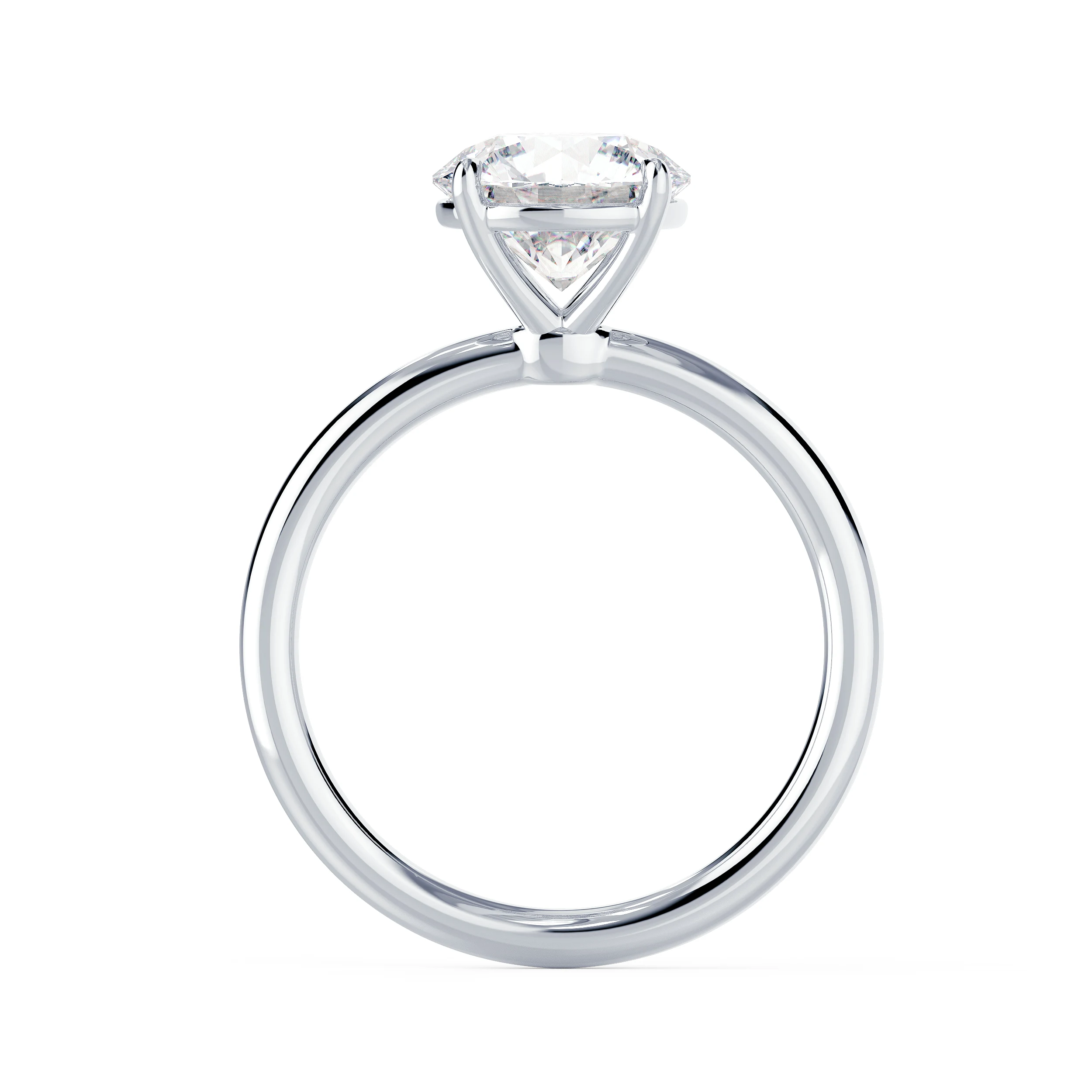 Lab Grown Diamonds Round Petite Four Prong Solitaire Diamond Engagement Ring in White Gold (Profile View)