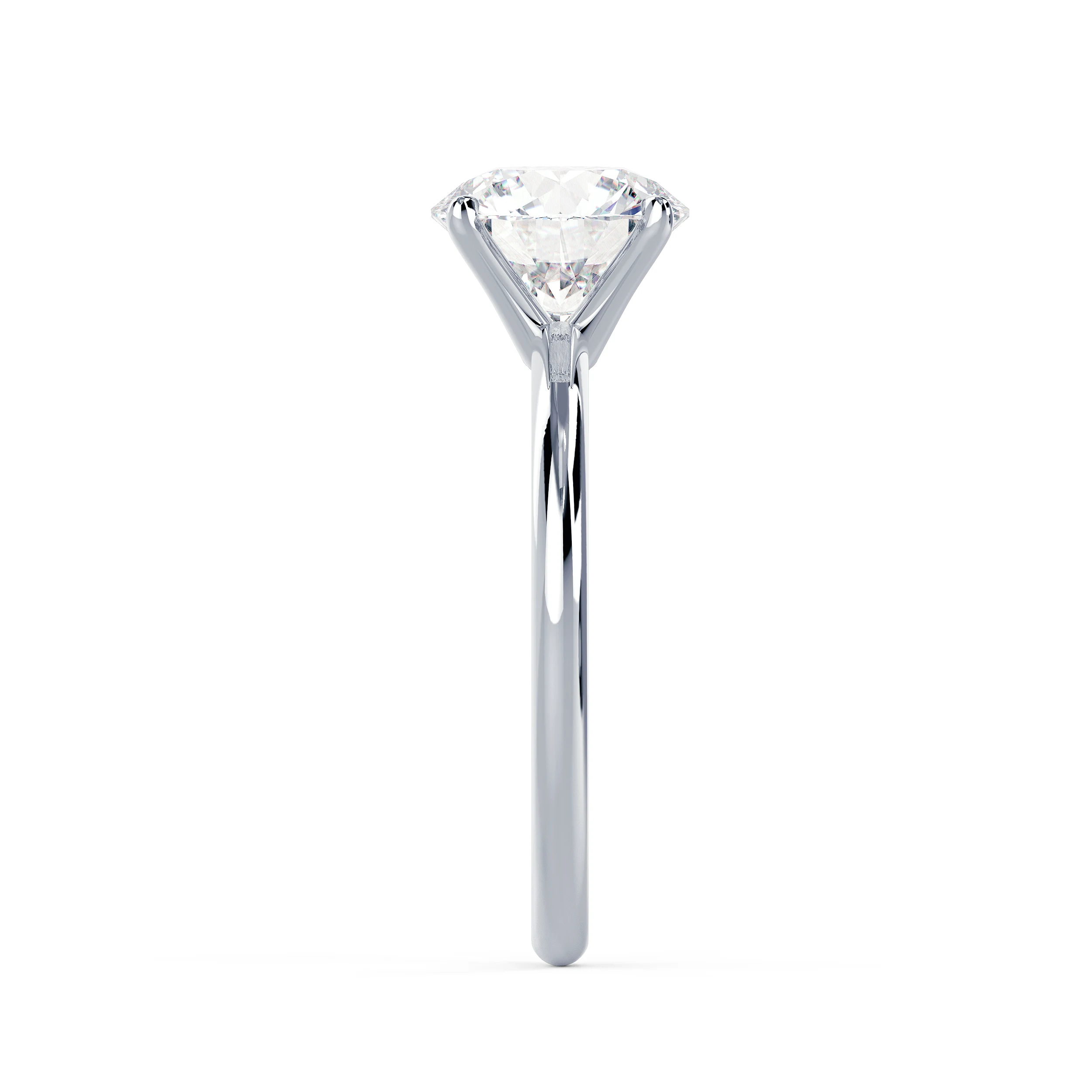 High Quality Lab Grown Diamonds set in White Gold Round Classic Four Prong Solitaire (Side View)