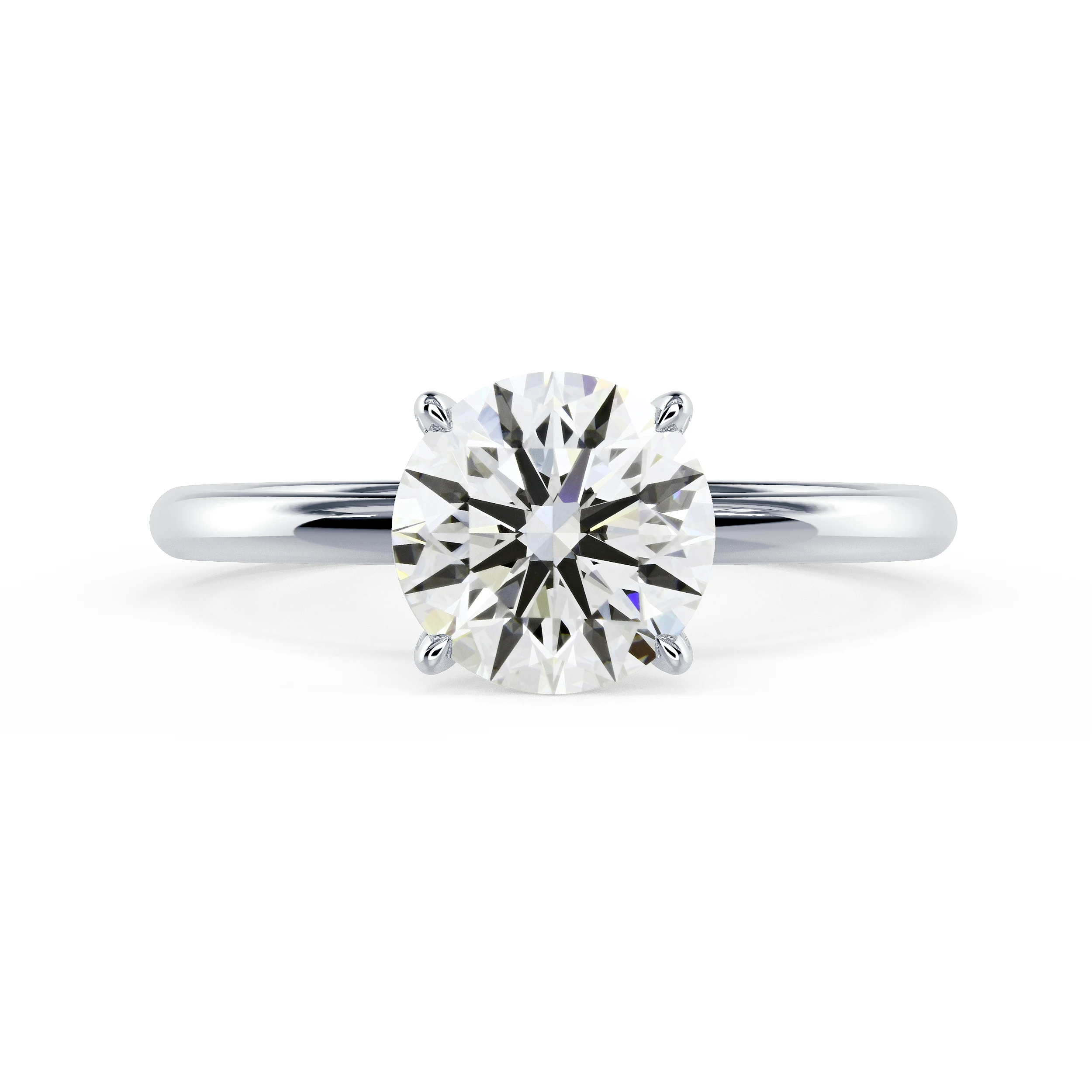 1.75 carat Round Lab-Created Diamond in Classic Four-Prong Solitaire Engagement Ring, 18k White Gold
