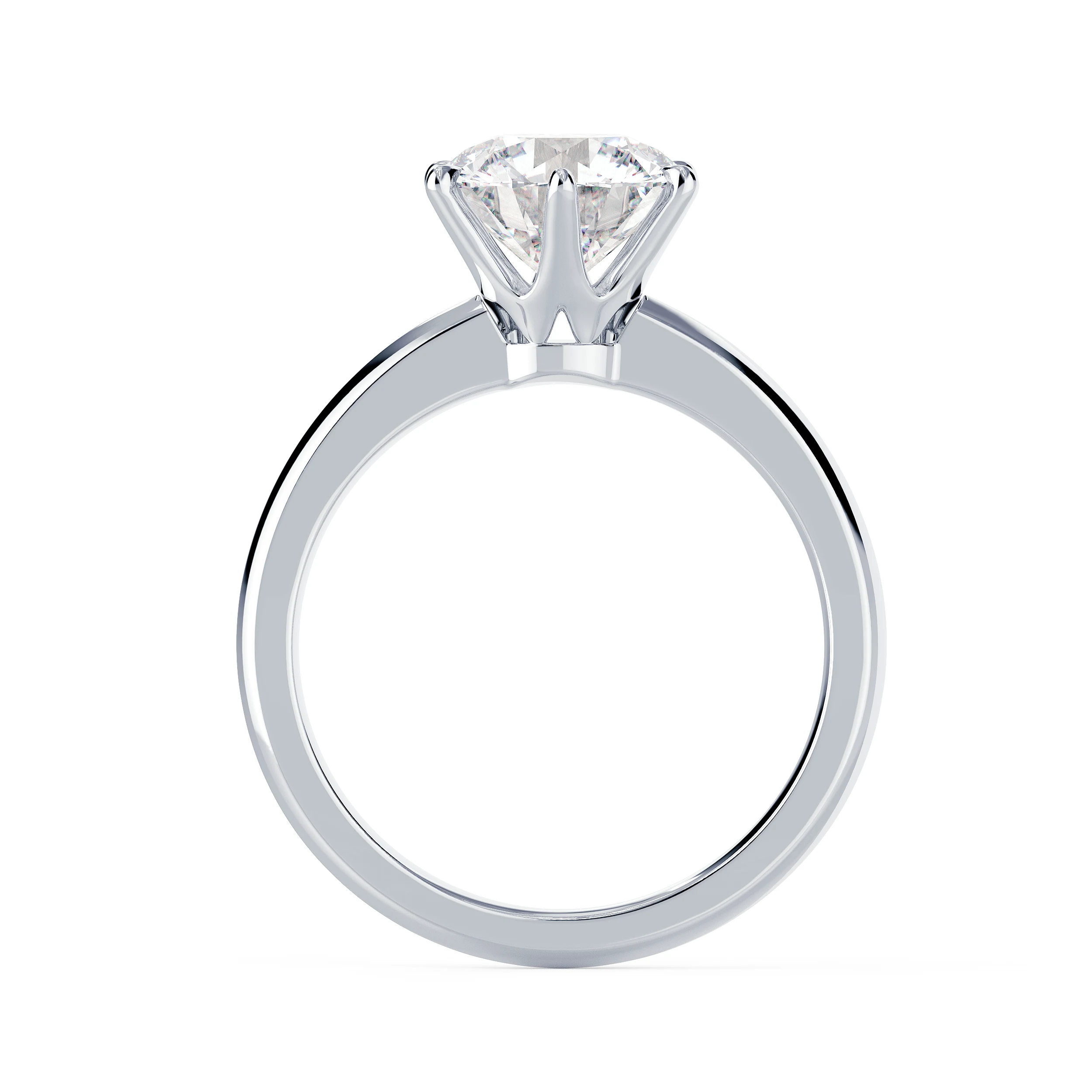 Lab Diamonds Round Classic Six Prong Solitaire Diamond Engagement Ring in White Gold (Profile View)