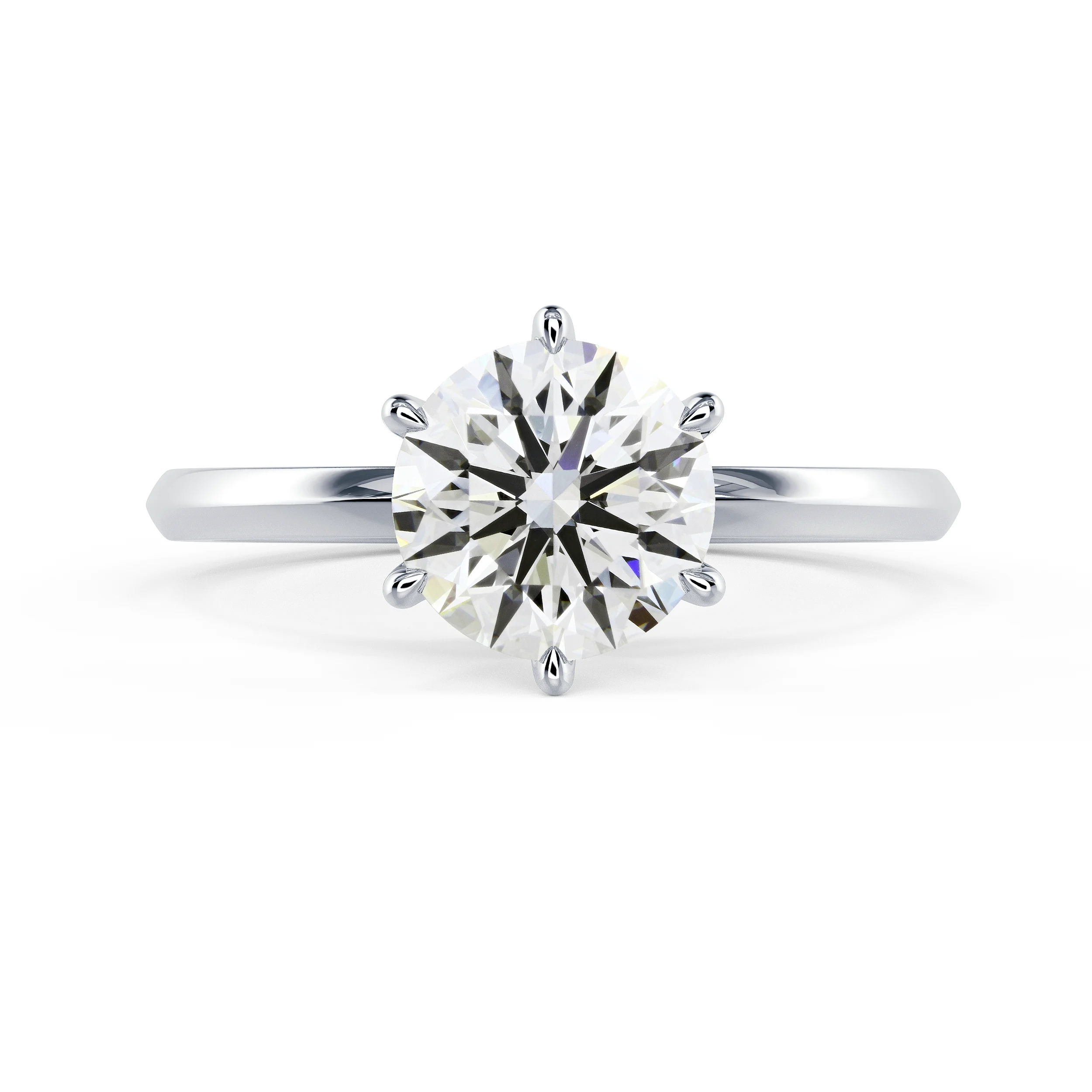 White Gold Round Classic Six Prong Solitaire Diamond Engagement Ring featuring Diamonds (Main View)