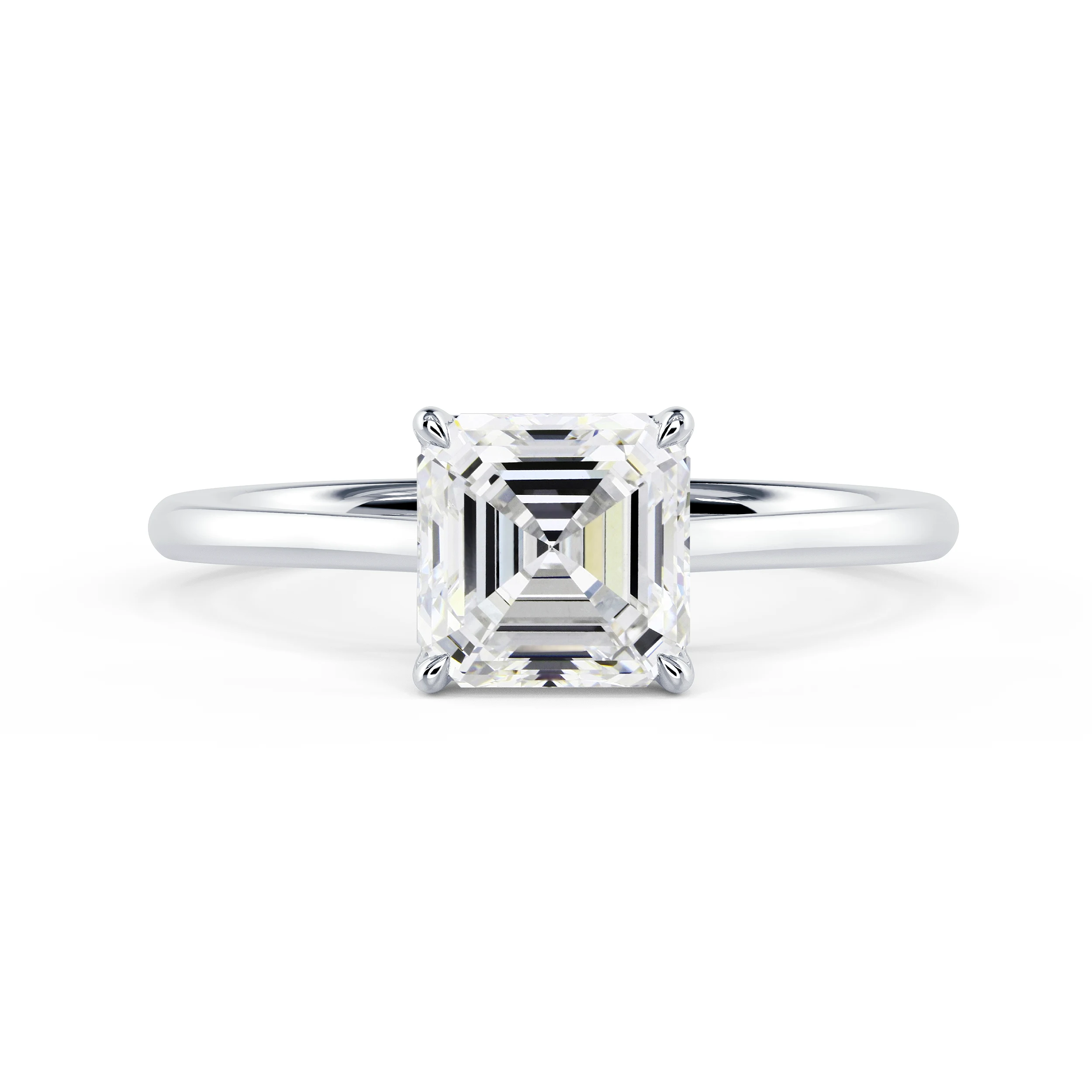 Lab Diamonds Asscher Cathedral Solitaire in White Gold (Main View)