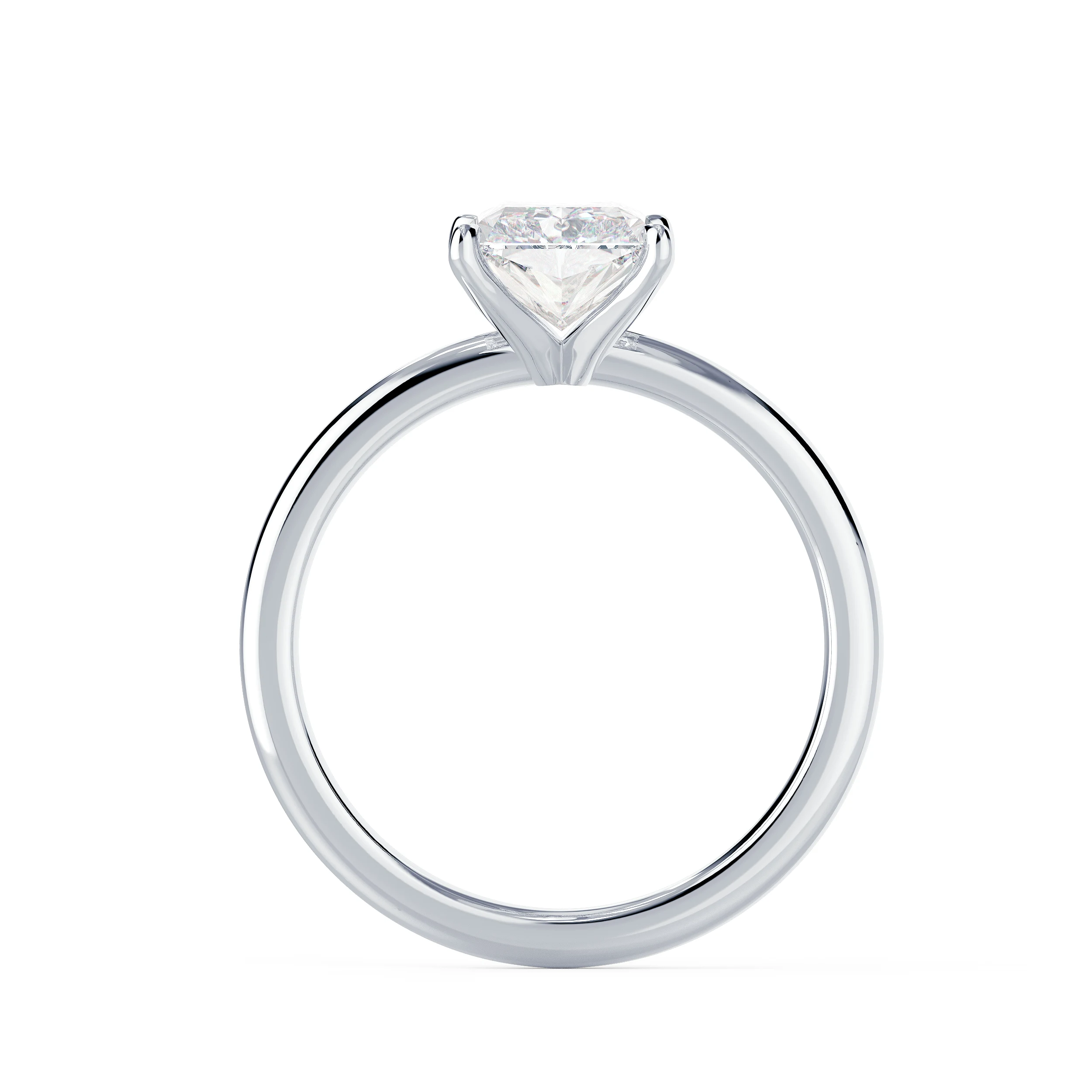 White Gold Radiant Classic Four Prong Solitaire Diamond Engagement Ring featuring Lab Created Diamonds (Profile View)