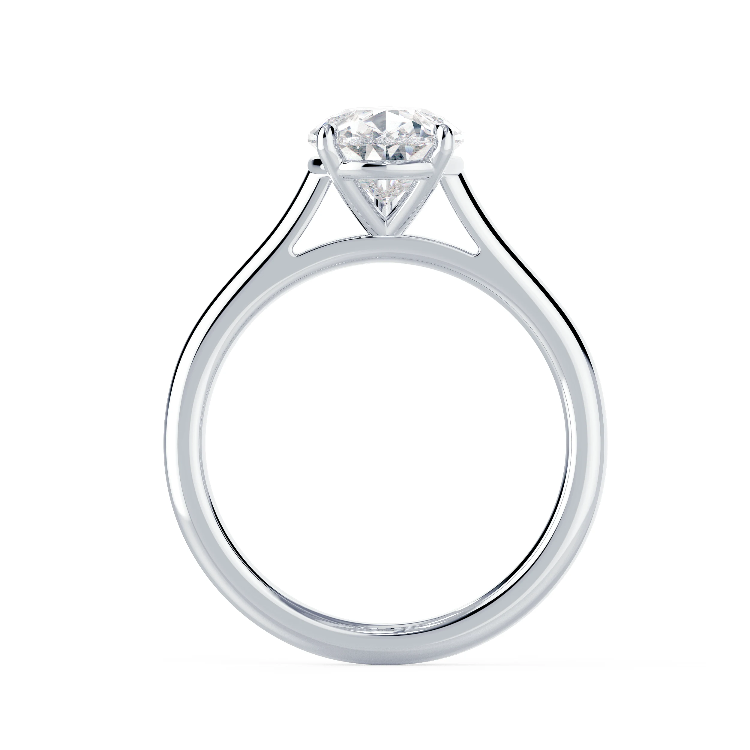 White Gold Pear Cathedral Solitaire featuring Hand Selected Diamonds (Profile View)