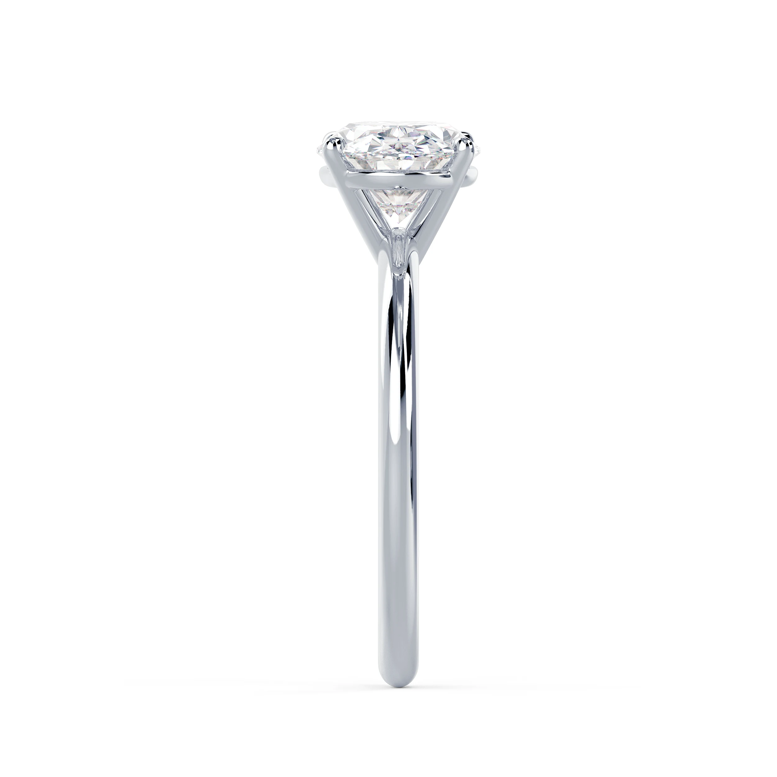 Hand Selected Diamonds Oval East-West Solitaire in White Gold (Side View)