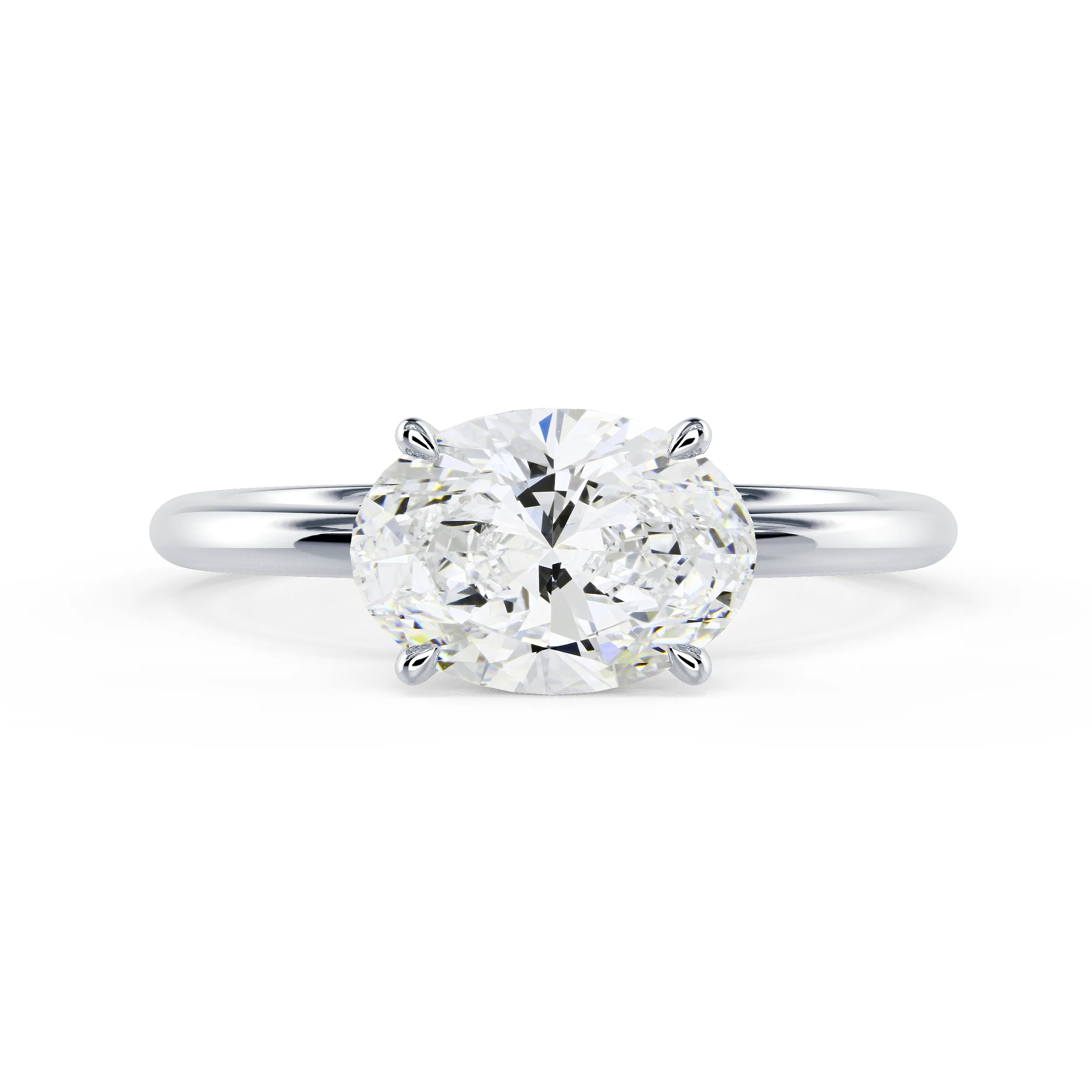 White Gold Oval East-West Solitaire featuring Lab Diamonds (Main View)
