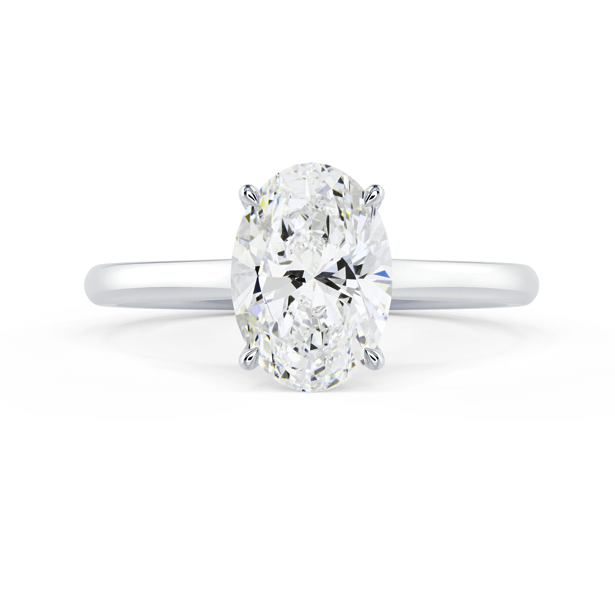 Lab Diamonds Oval Trellis Solitaire Diamond Engagement Ring in White Gold (Main View)