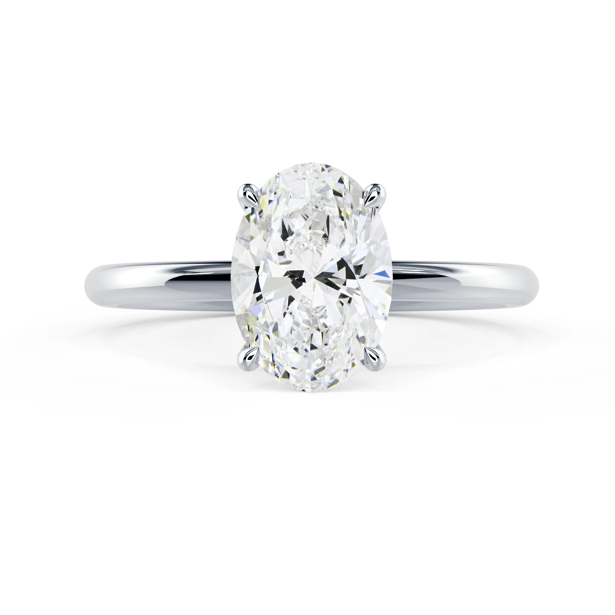 Exceptional Quality Created Diamonds Oval Classic Four Prong Solitaire Diamond Engagement Ring in White Gold (Main View)