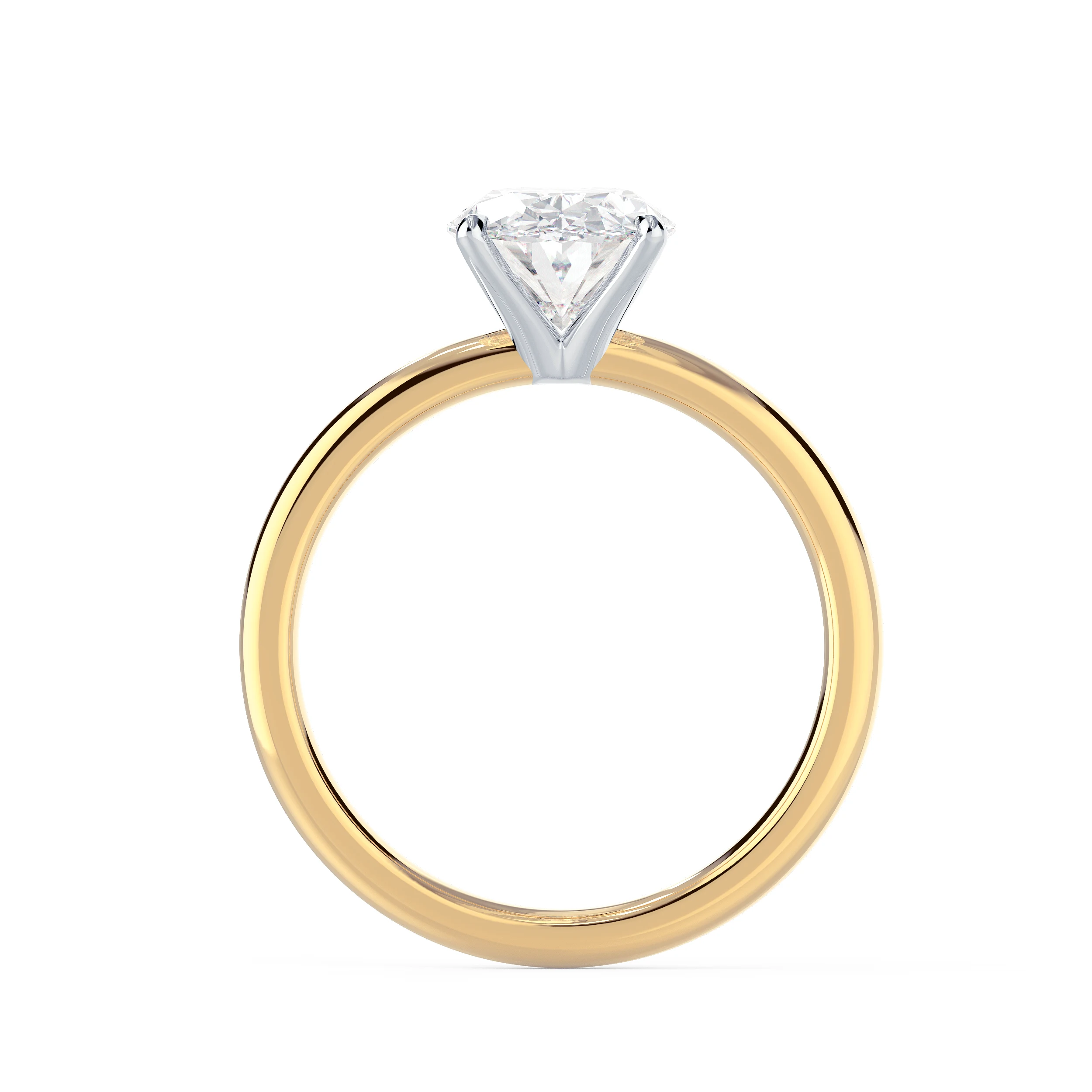 High Quality Lab Created Diamonds set in White Gold Oval Classic Four Prong Solitaire (Profile View)