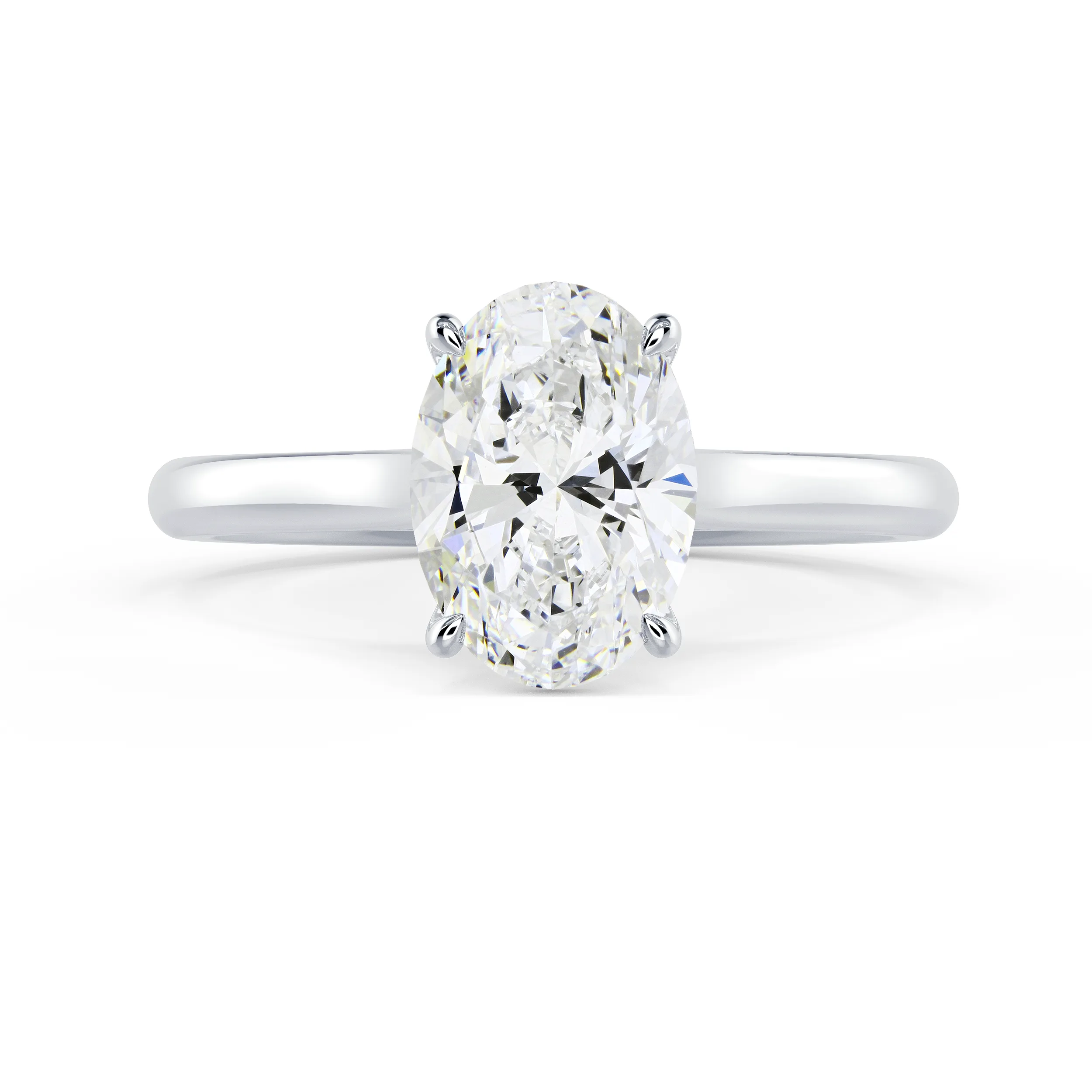 Diamonds Oval Cathedral Solitaire Diamond Engagement Ring in White Gold (Main View)