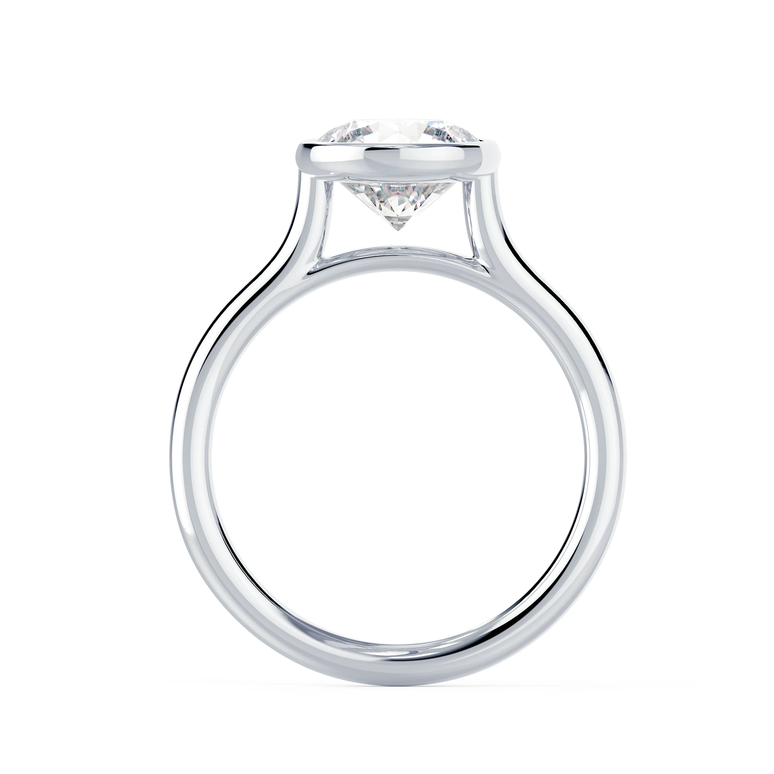White Gold Bezel Solitaire featuring Lab Diamonds (Profile View)