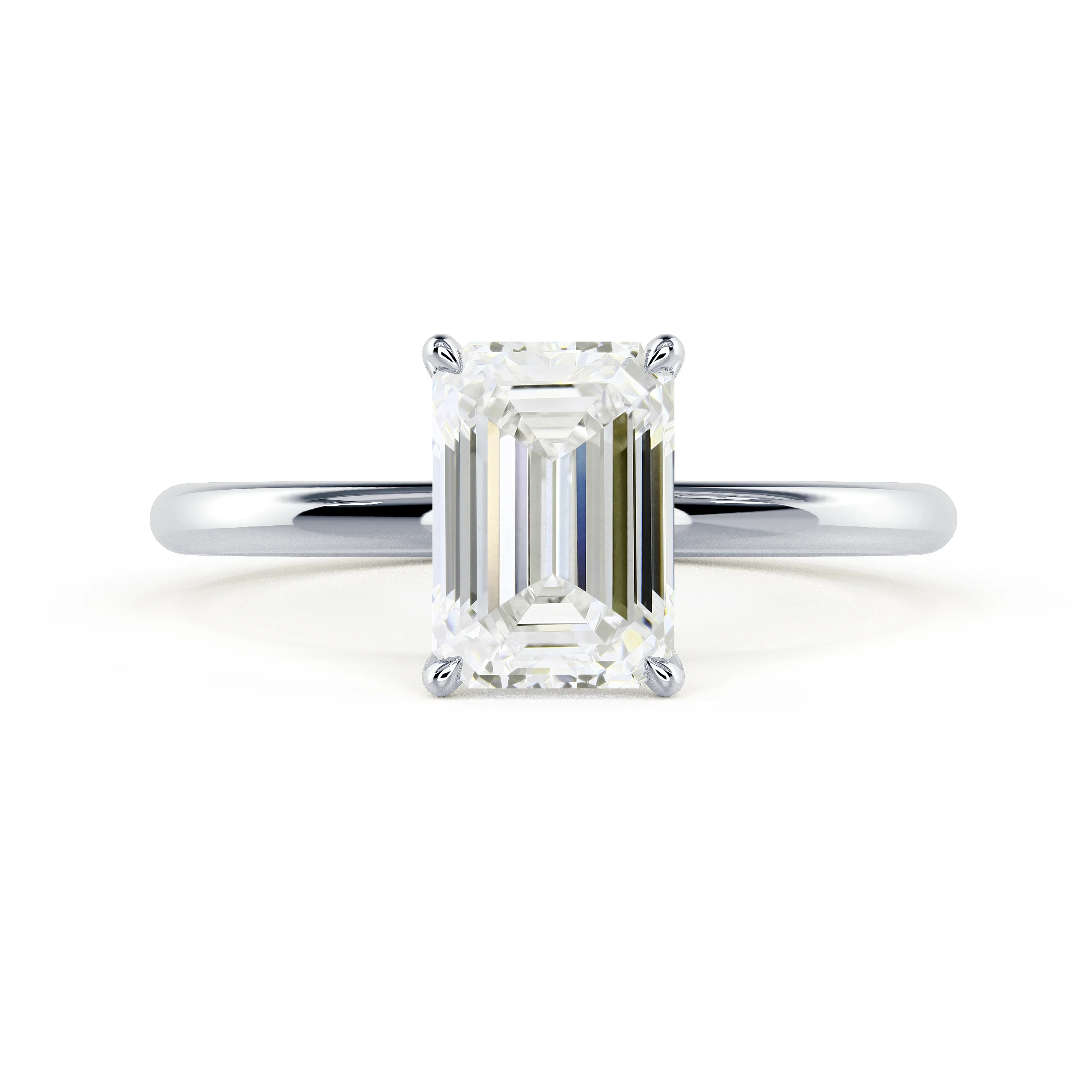 Lab Diamonds set in White Gold Emerald Classic Four Prong Solitaire (Main View)