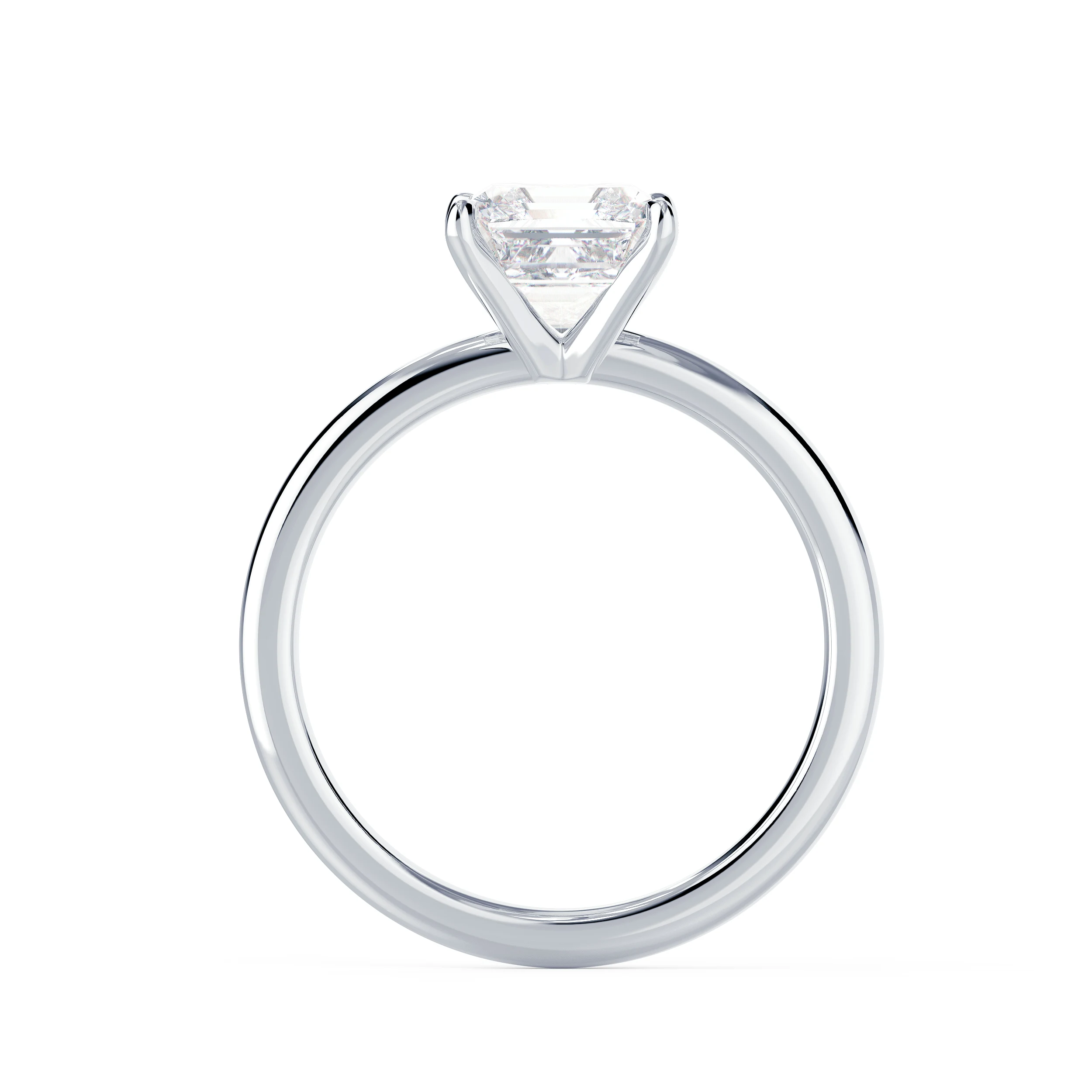 Lab Diamonds Asscher Cut Four Prong Solitaire Diamond Engagement Ring in White Gold (Profile View)